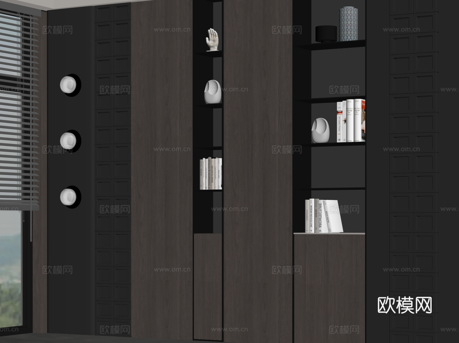 现代意式书柜 置物柜su模型