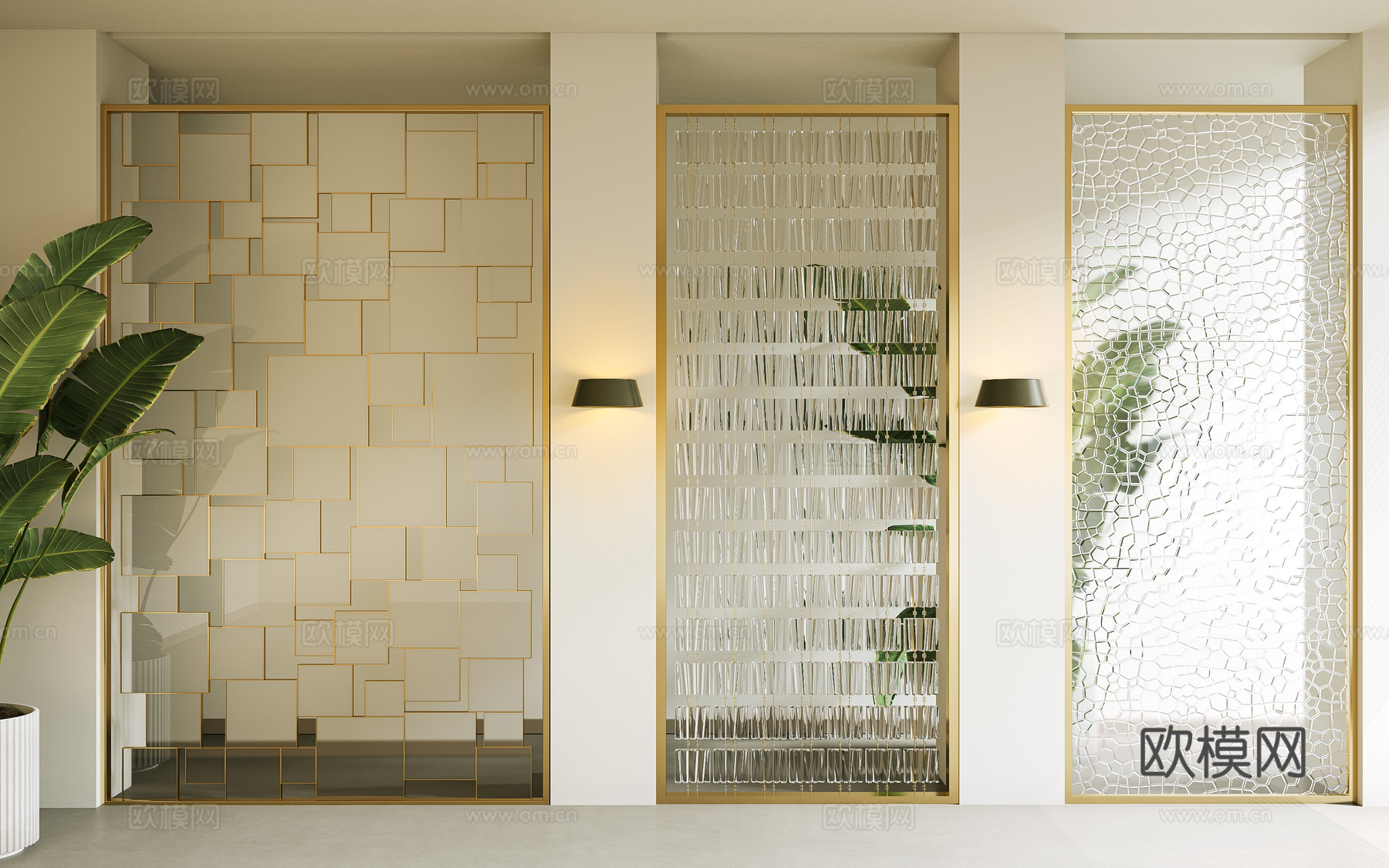 现代玻璃屏风隔断 长虹玻璃隔断 玻璃屏风 艺术玻璃  夹丝玻su模型