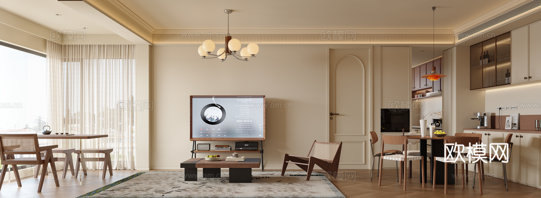 中古风客餐厅su模型