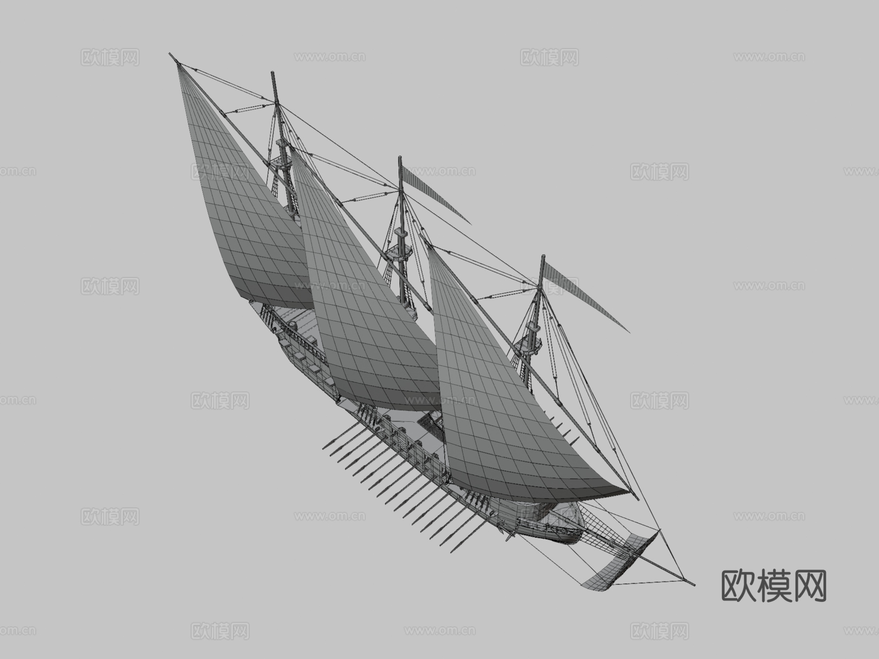 桨帆船su模型