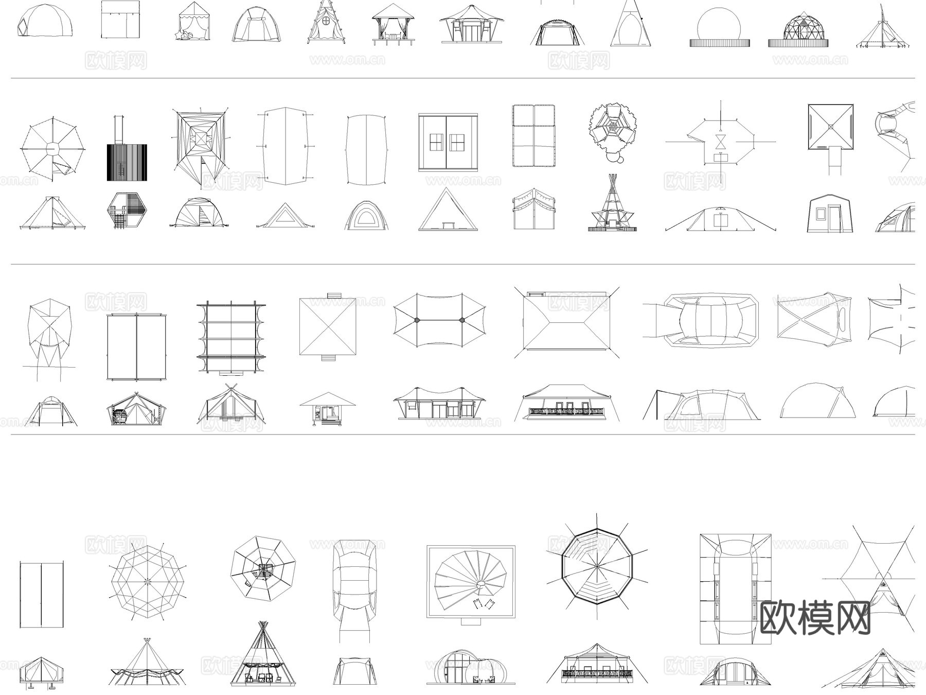 2026年最新帐篷天幕圆顶帐CAD图库cad施工图