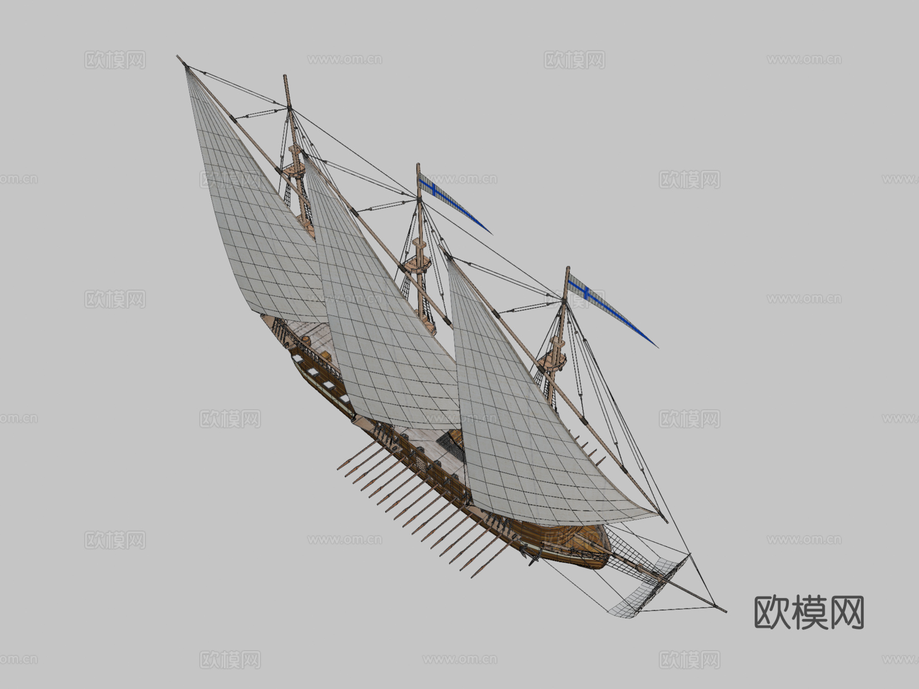 桨帆船su模型