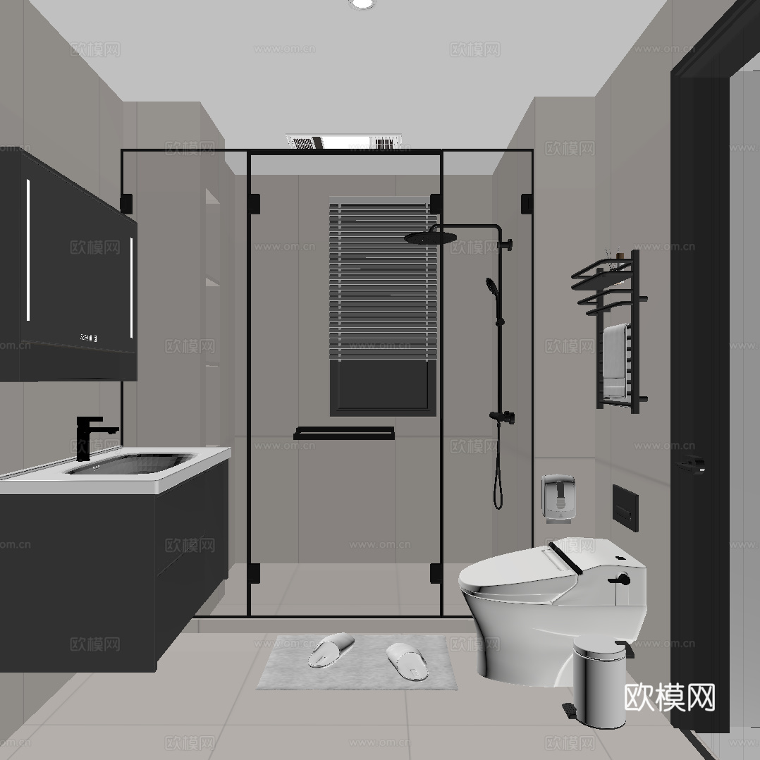 现代意式卫生间su模型