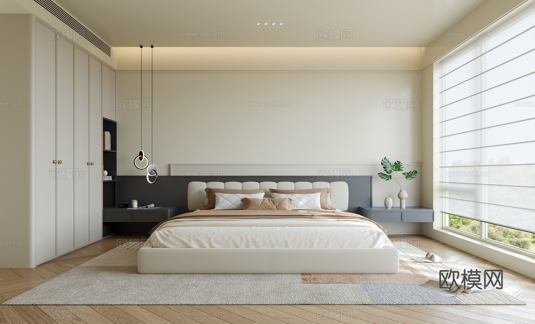 现代意式卧室su模型