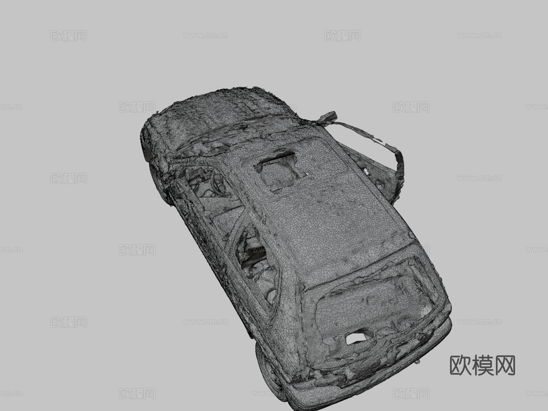 黑色汽车残骸su模型