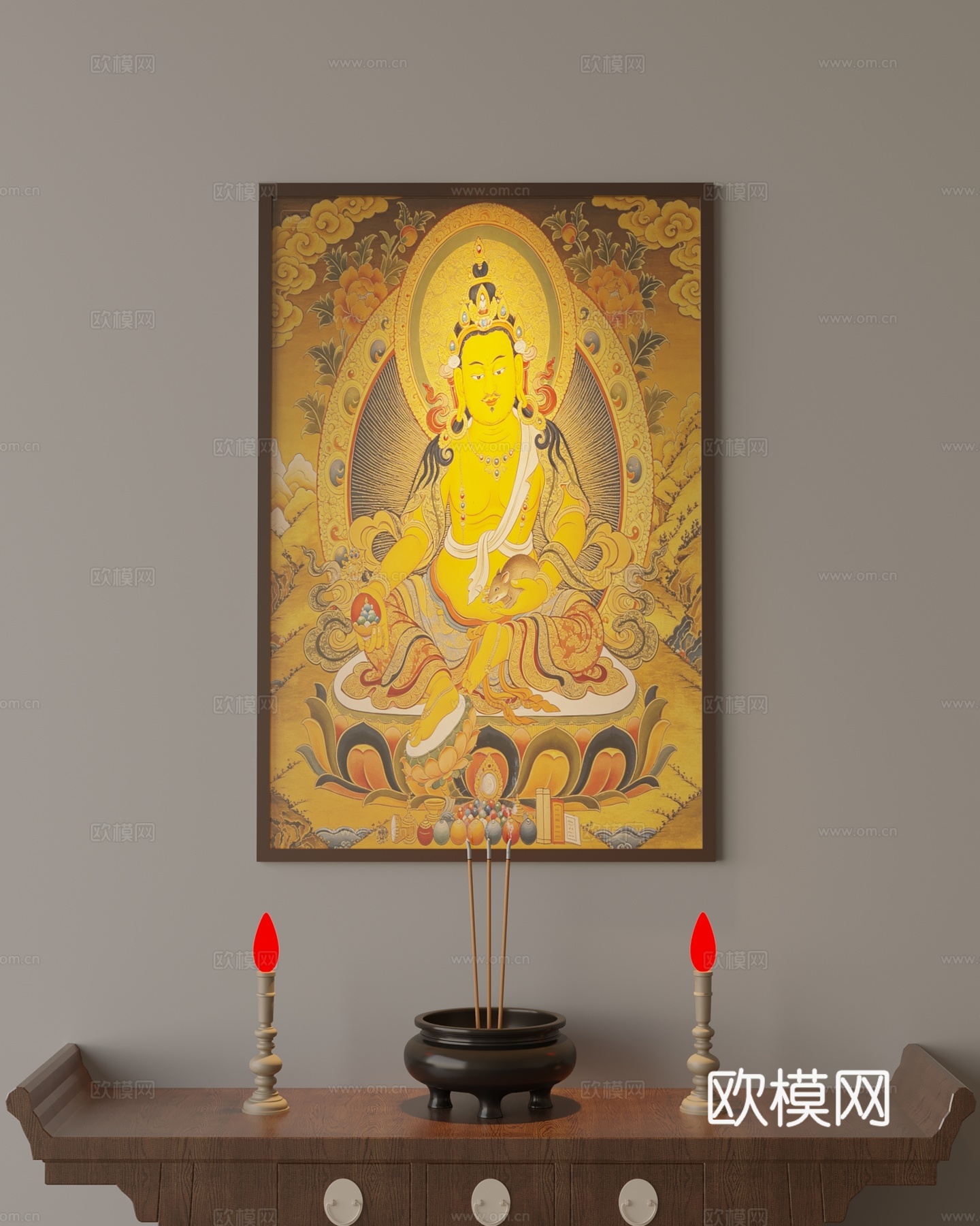 藏式唐卡黄财神su模型