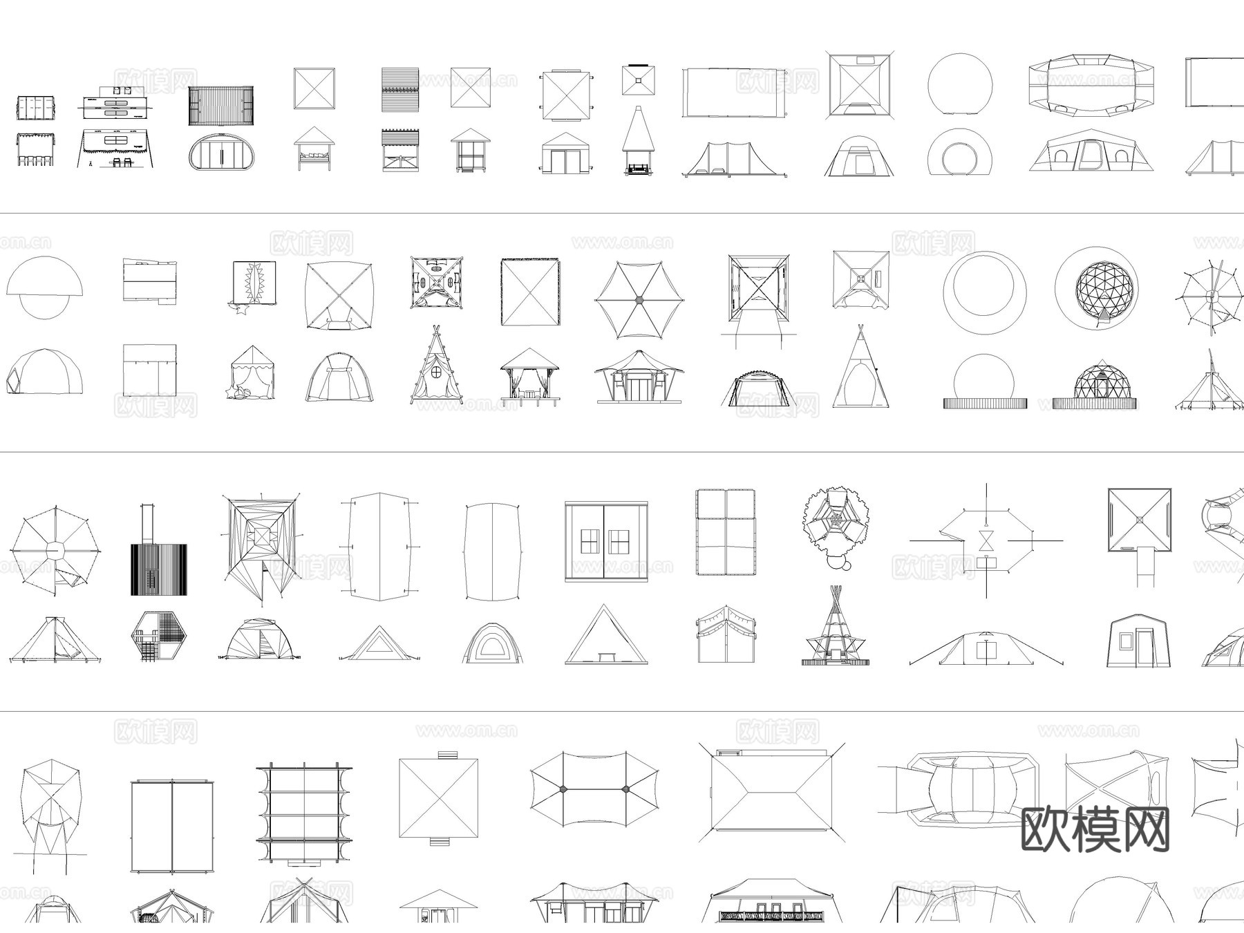 2026年最新帐篷天幕圆顶帐CAD图库cad施工图