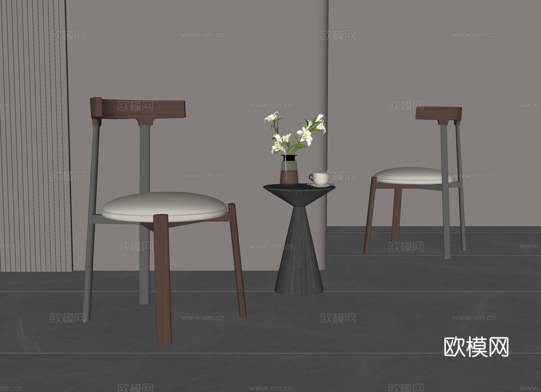 意式餐椅 休闲椅su模型