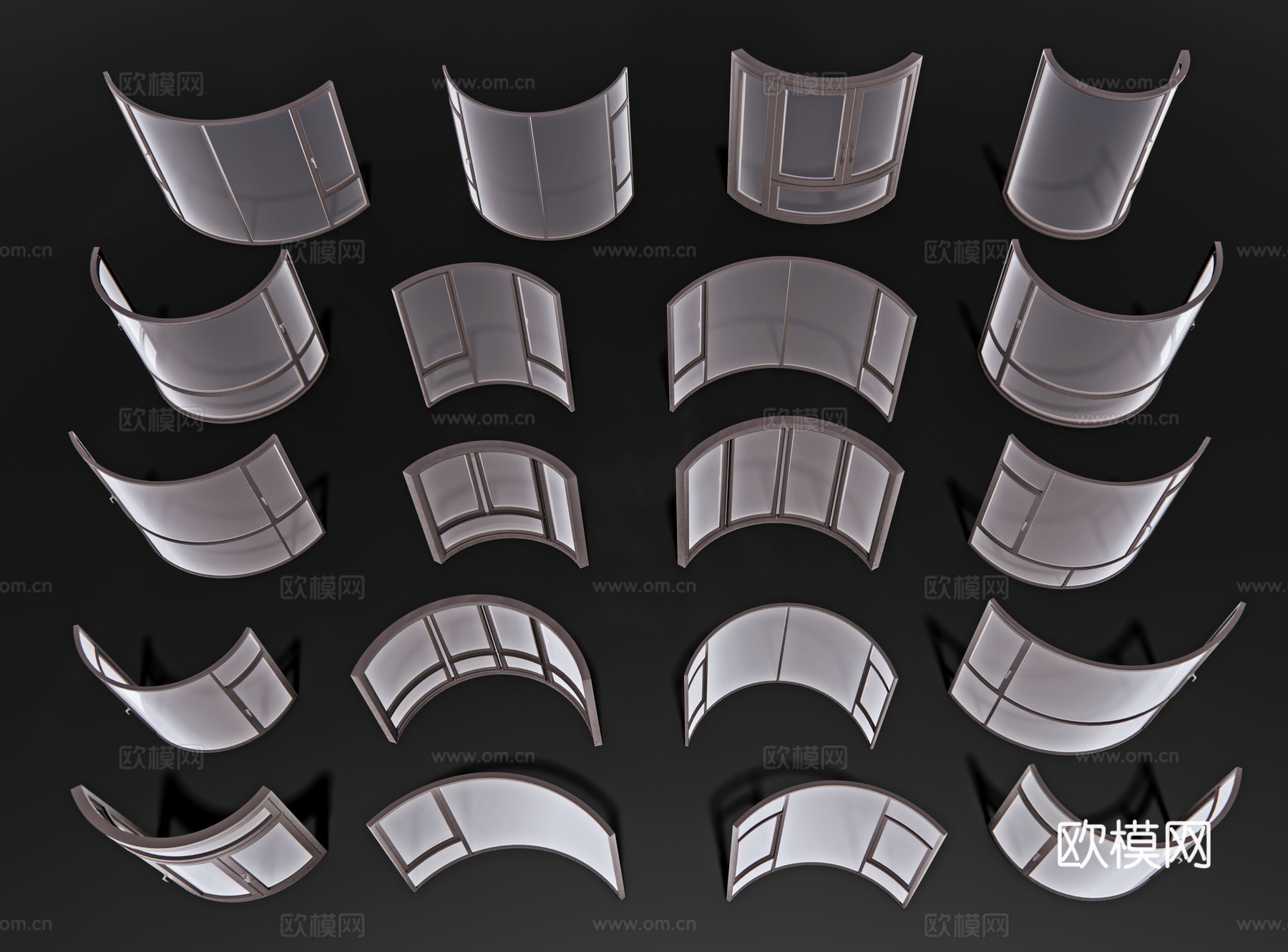 弧形窗户 平开窗户 玻璃窗户 铝合金窗户 落地窗户su模型