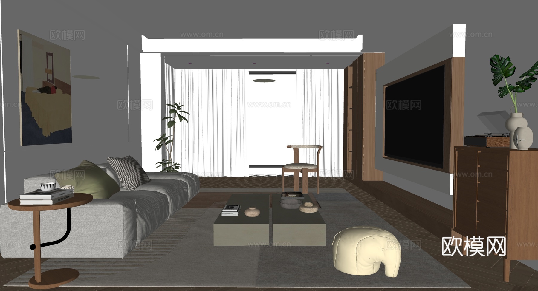 包豪斯客厅su模型