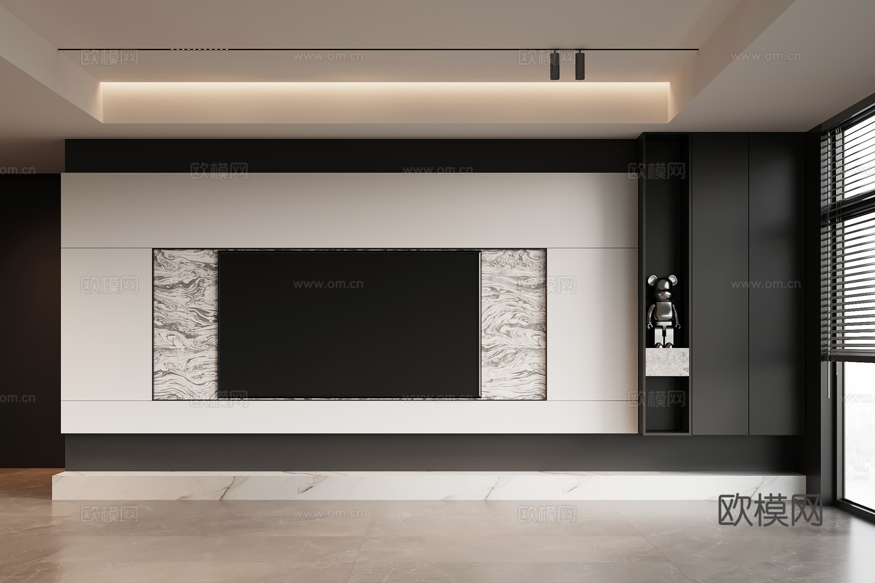 现代意式电视背景墙su模型