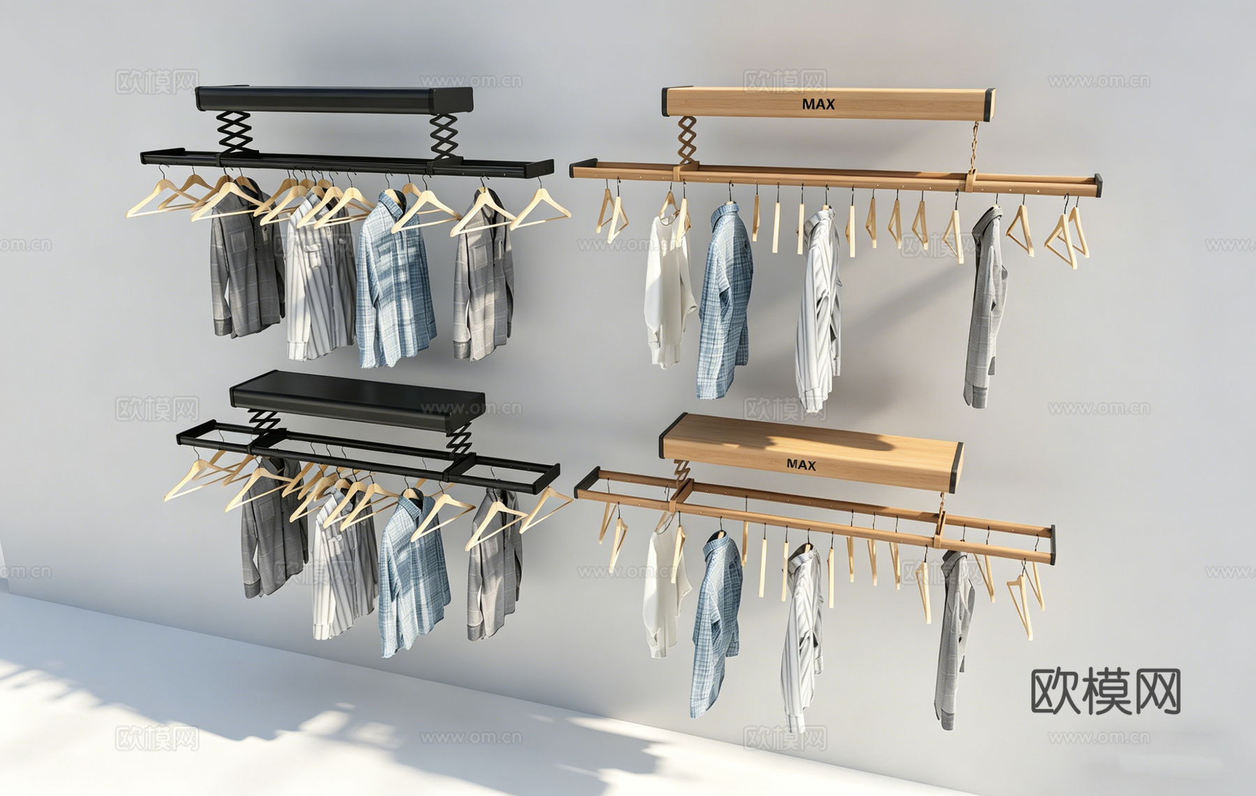 现代简约电动升降隐形晾衣架 智能阳台晾衣杆 智能家居 黑色浅su模型