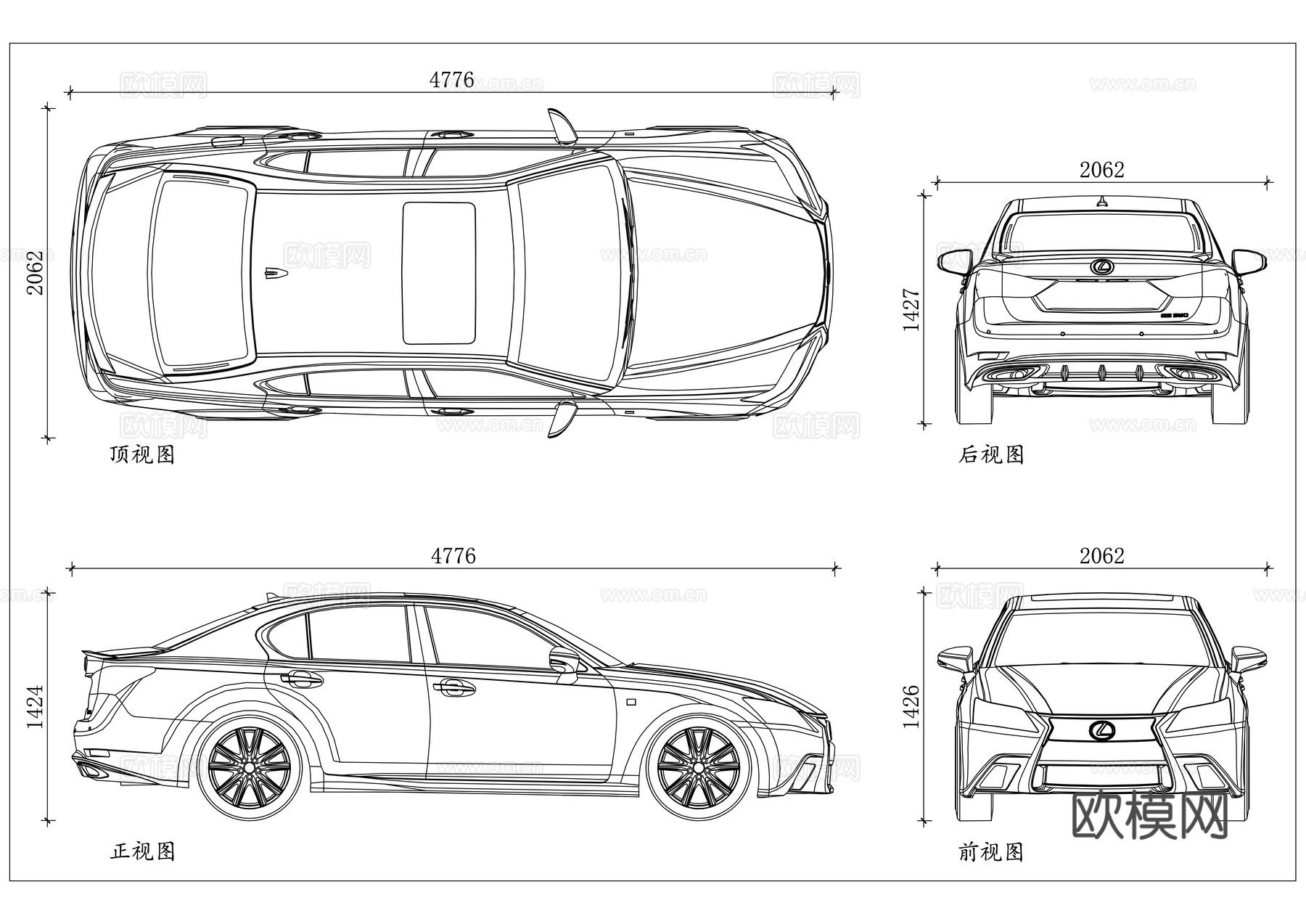 凌志运动轿车 雷克萨斯轿跑 凌志运动版车 雷克萨斯运动款cad施工图