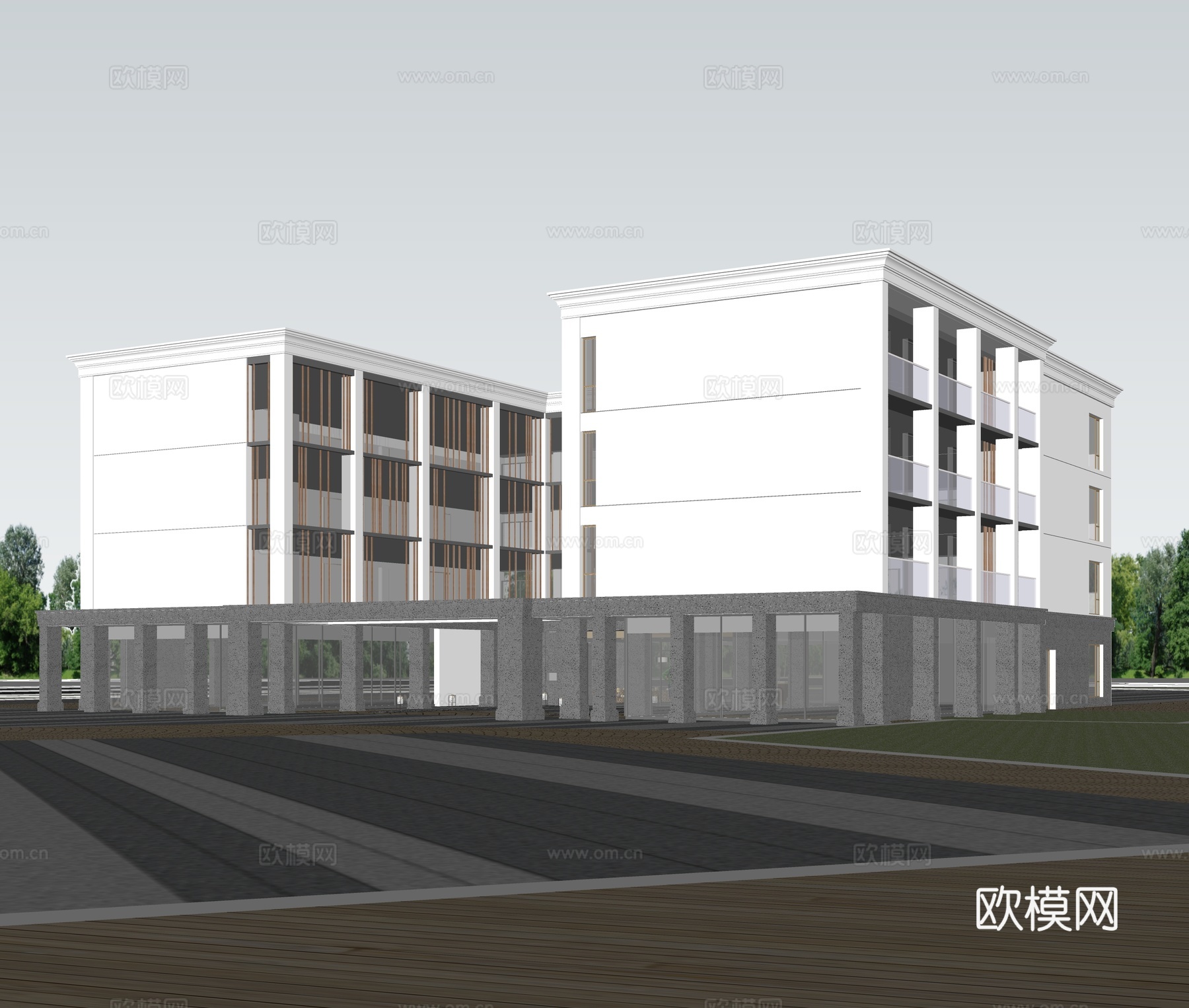 现代酒店 多层酒店 高层酒店 旅馆 酒店建筑su模型