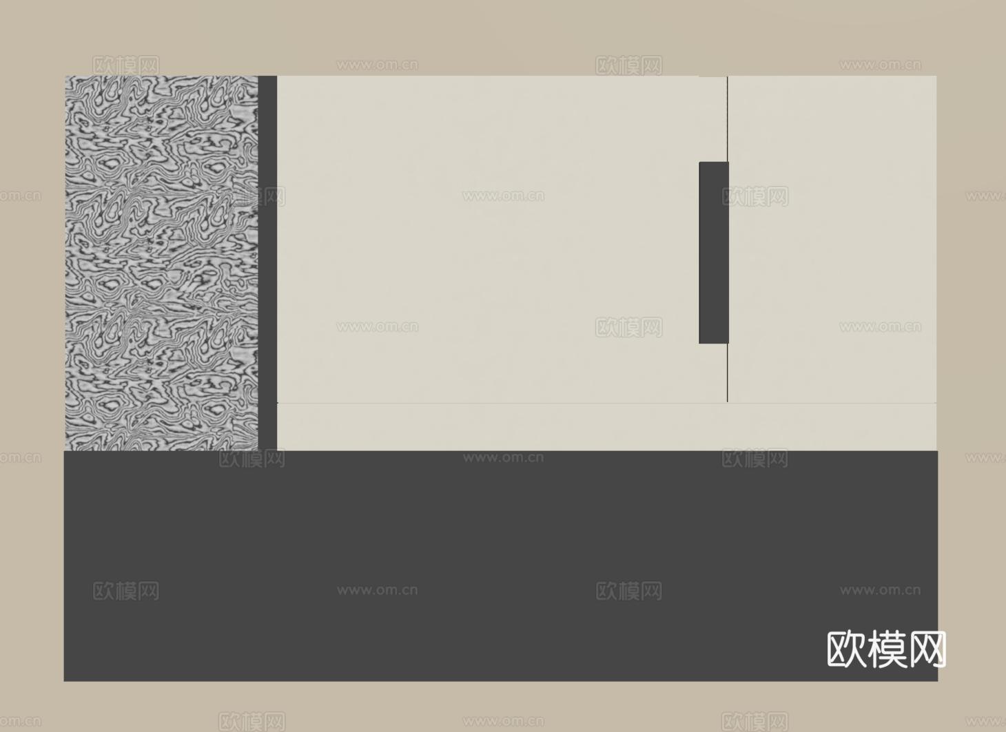 现代床头背景墙 极简卧室背景墙su模型