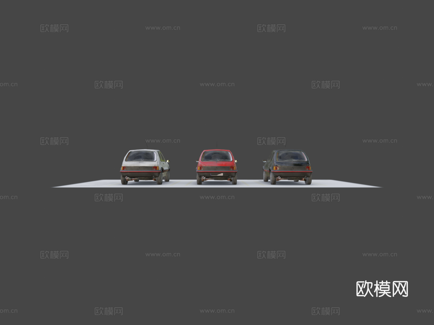 低多边形8090年代欧洲车商店包su模型