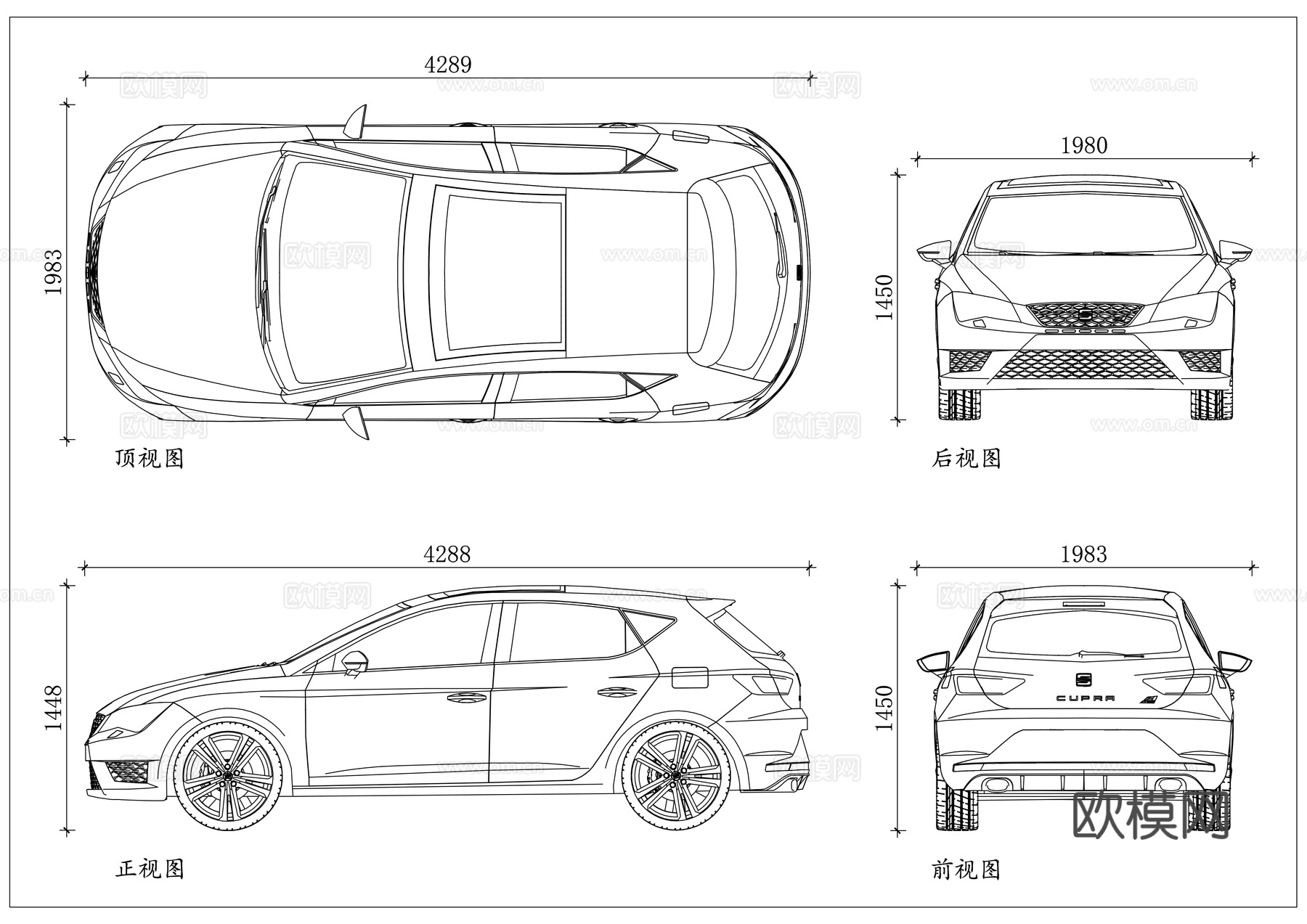 大众西雅特 西亚特汽车 大众系西雅特 西班牙西亚特 西亚特轿cad施工图