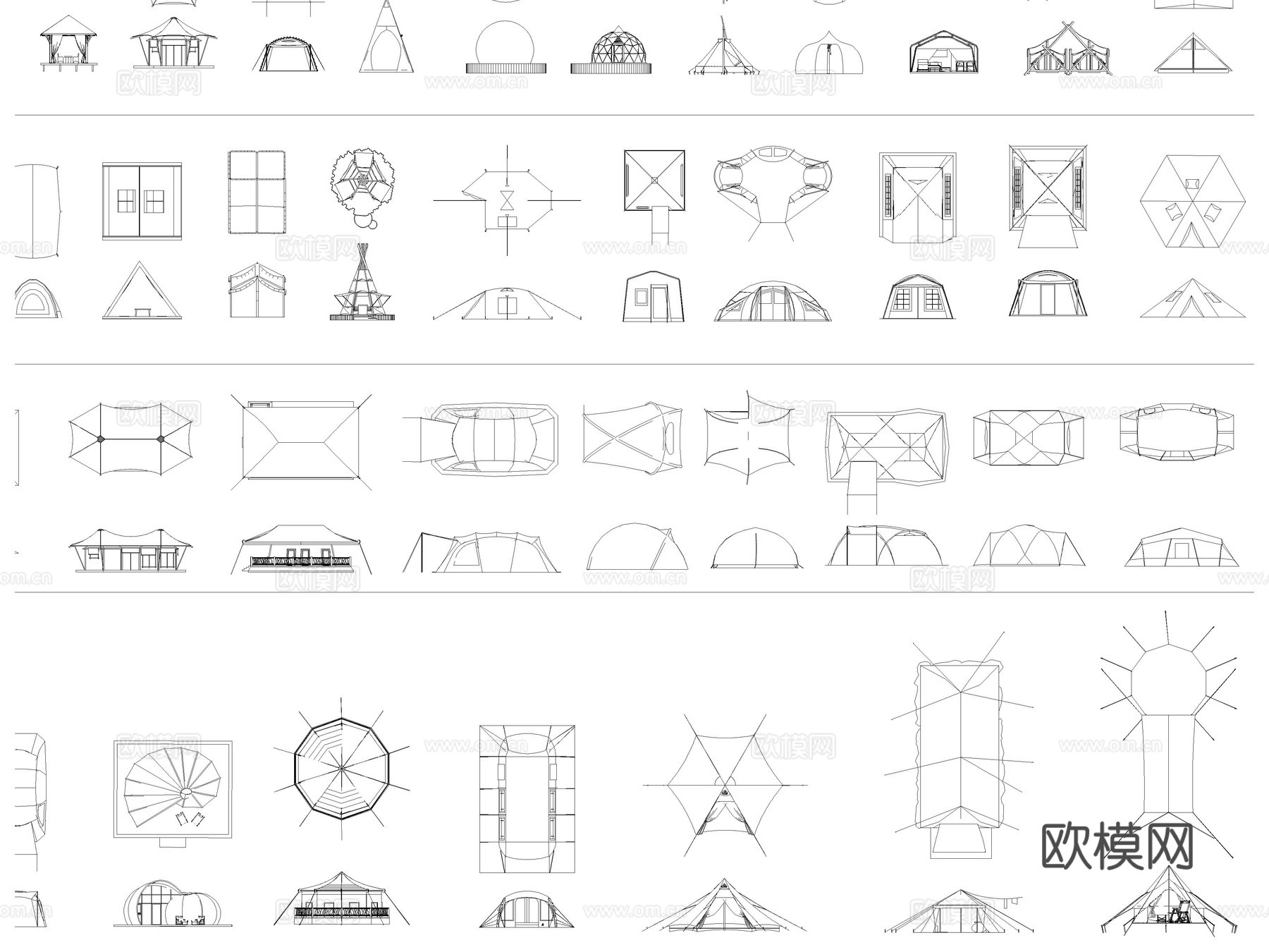 2026年最新帐篷天幕圆顶帐CAD图库cad施工图