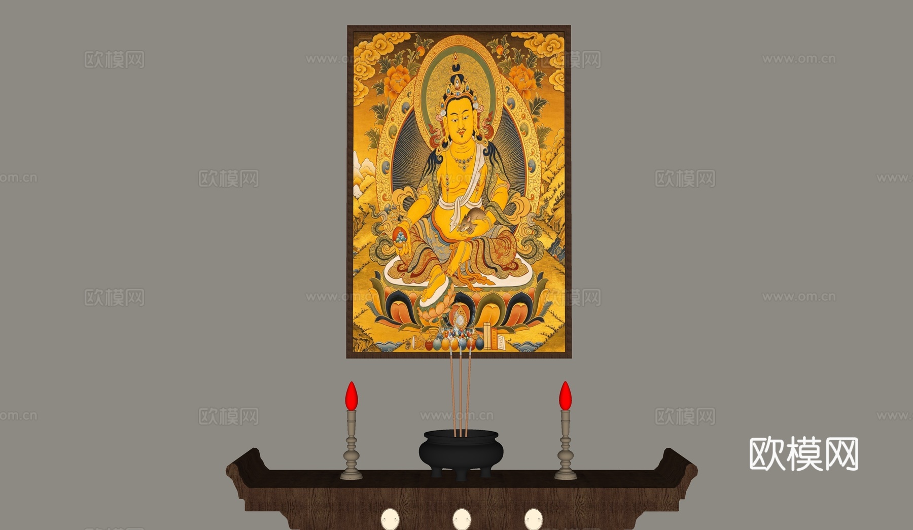 藏式唐卡黄财神su模型