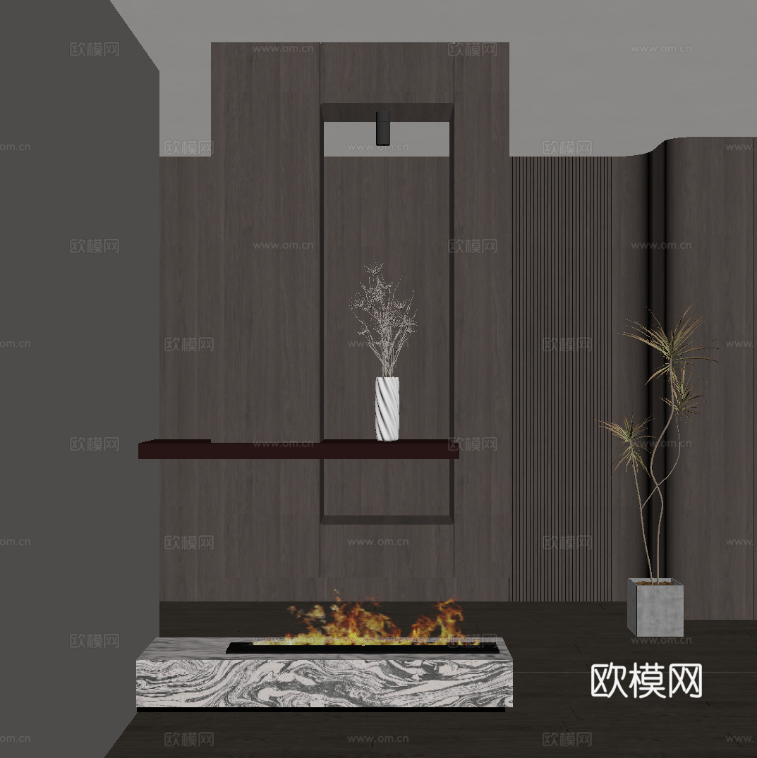 现代意式玄关 隔断su模型