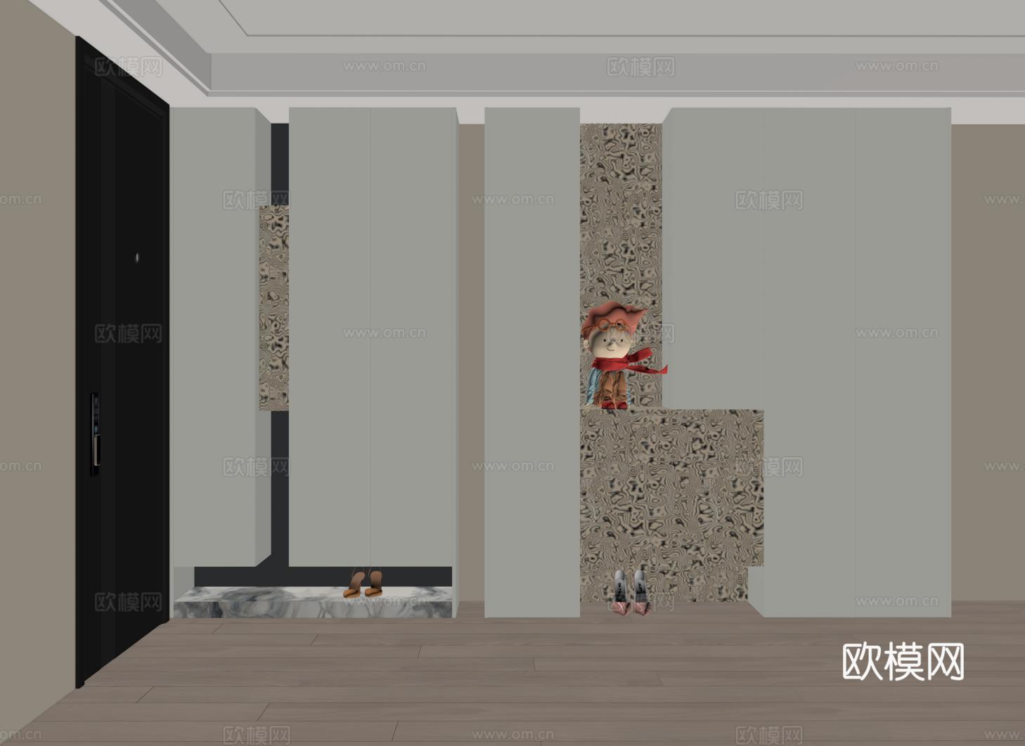 现代入户玄关鞋柜 隔断柜 玄关柜su模型