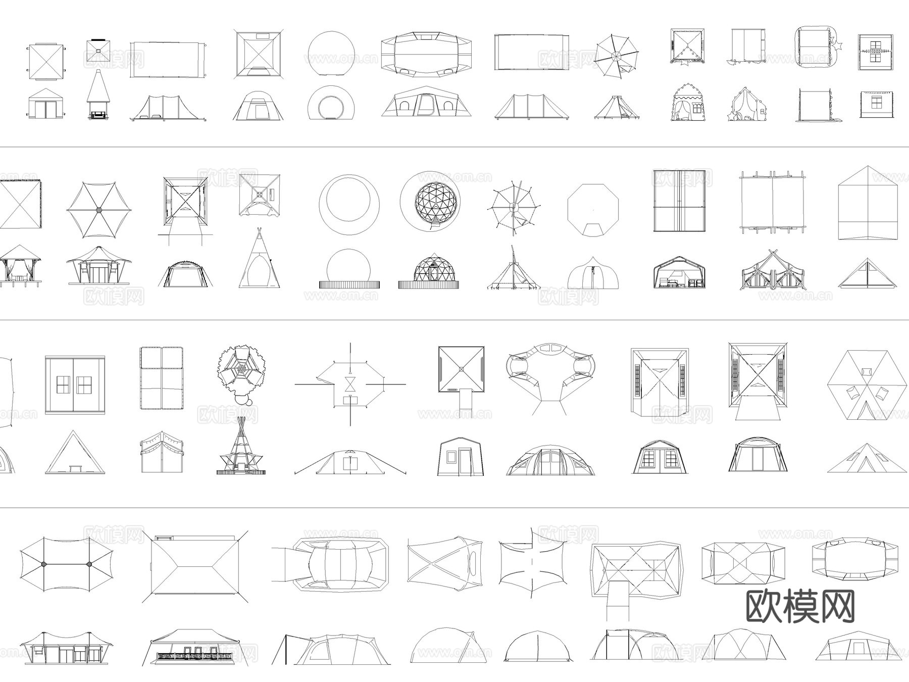 2026年最新帐篷天幕圆顶帐CAD图库cad施工图