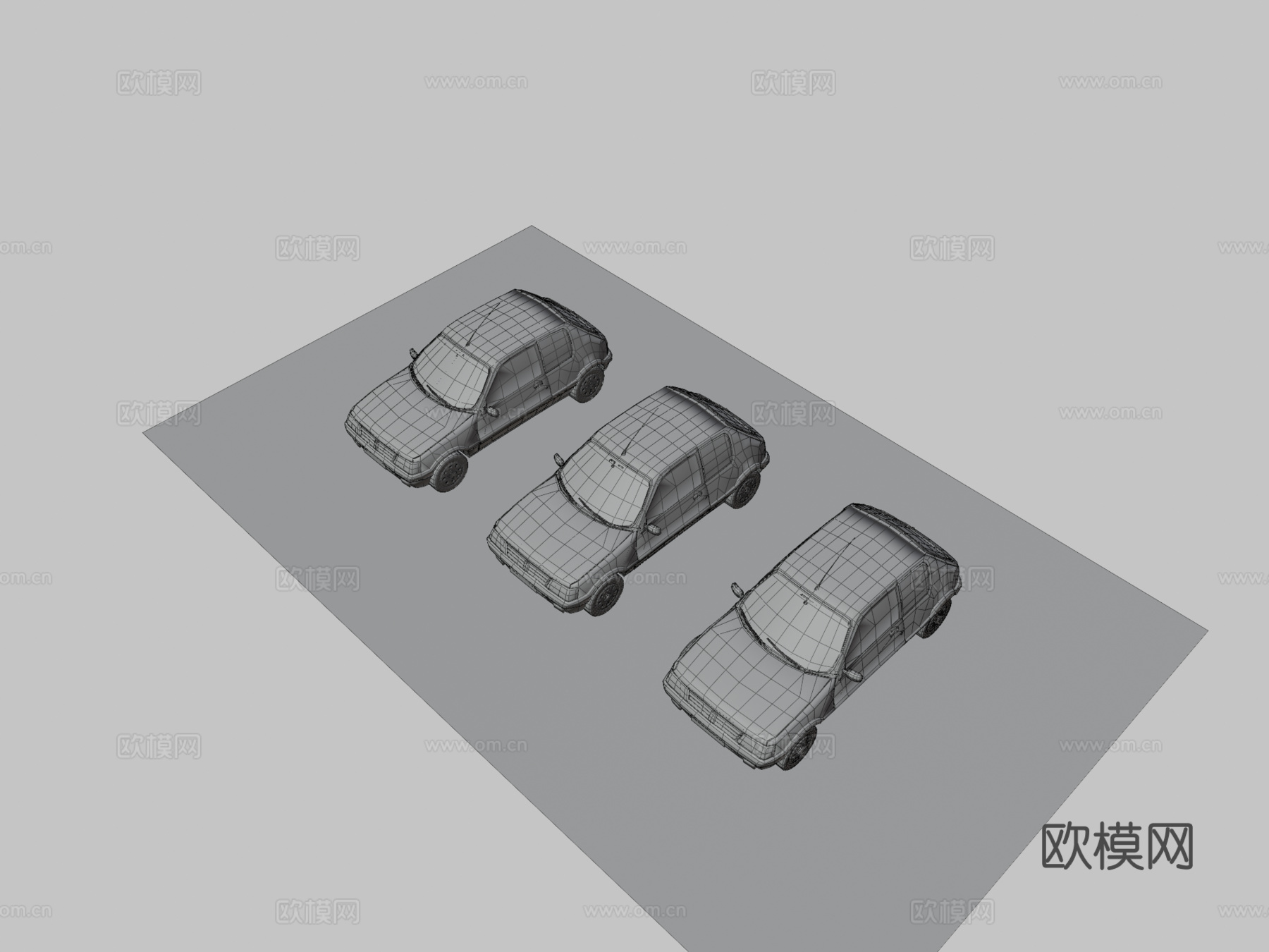 低多边形8090年代欧洲车商店包su模型