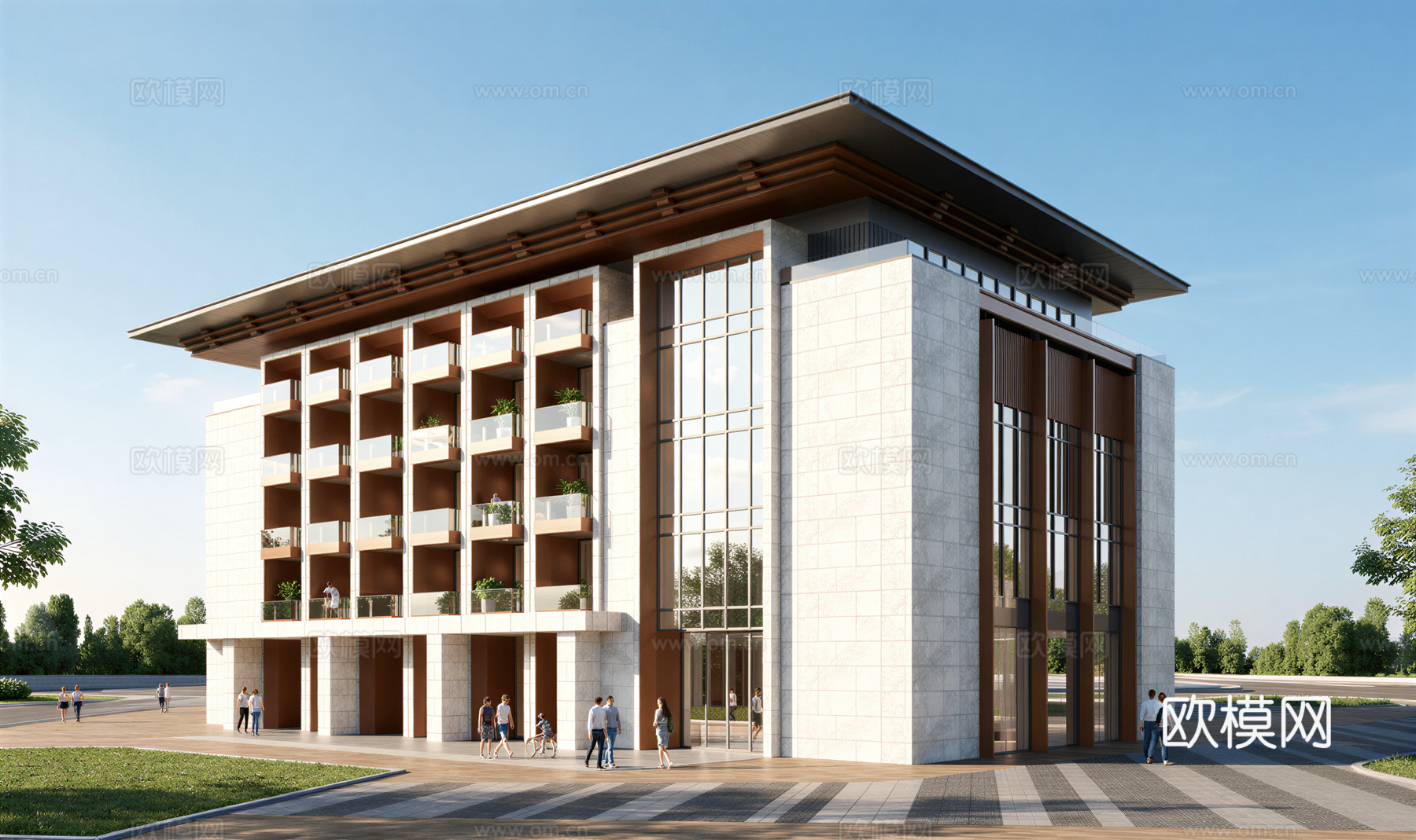 现代酒店 多层酒店 高层酒店 旅馆 酒店建筑su模型