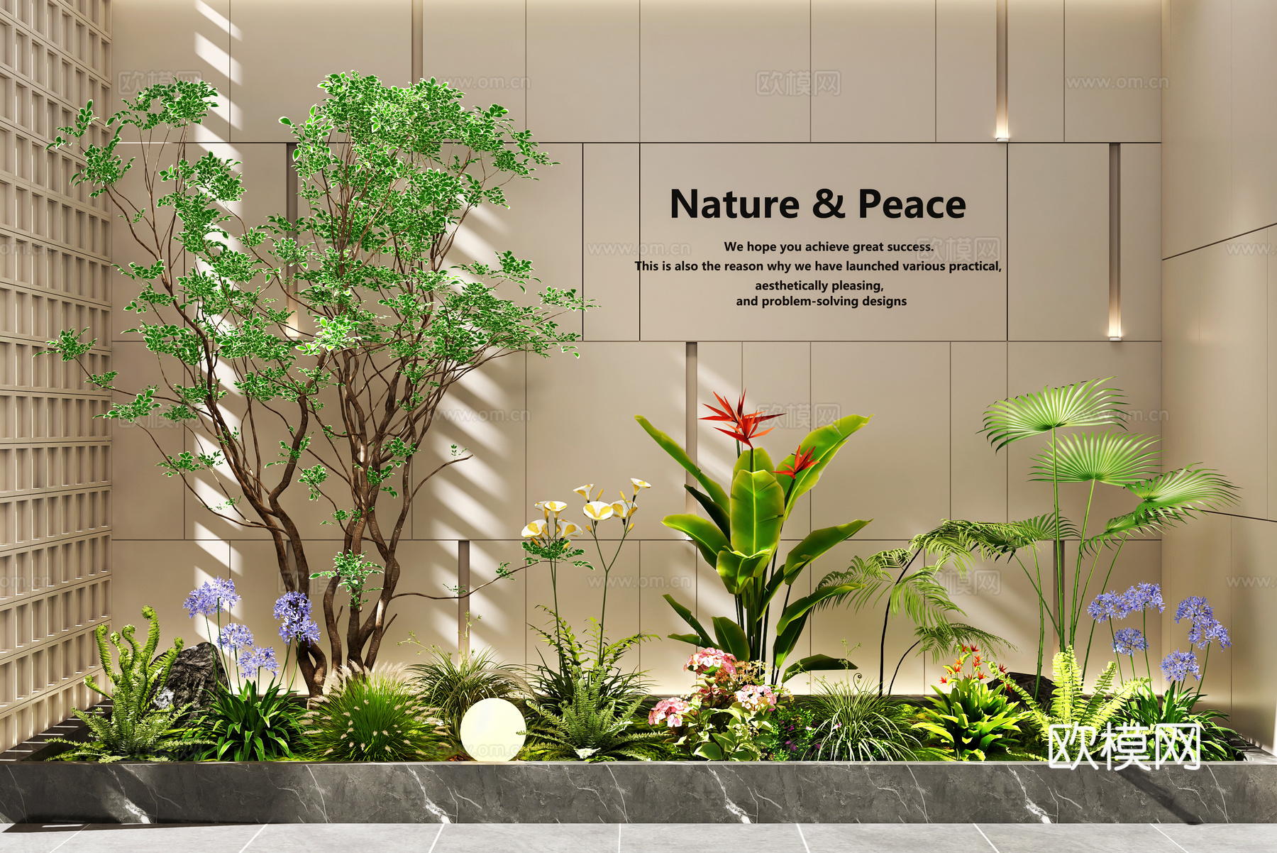 室内景观  景观造景  庭院景观   植物组合   景观树3d模型