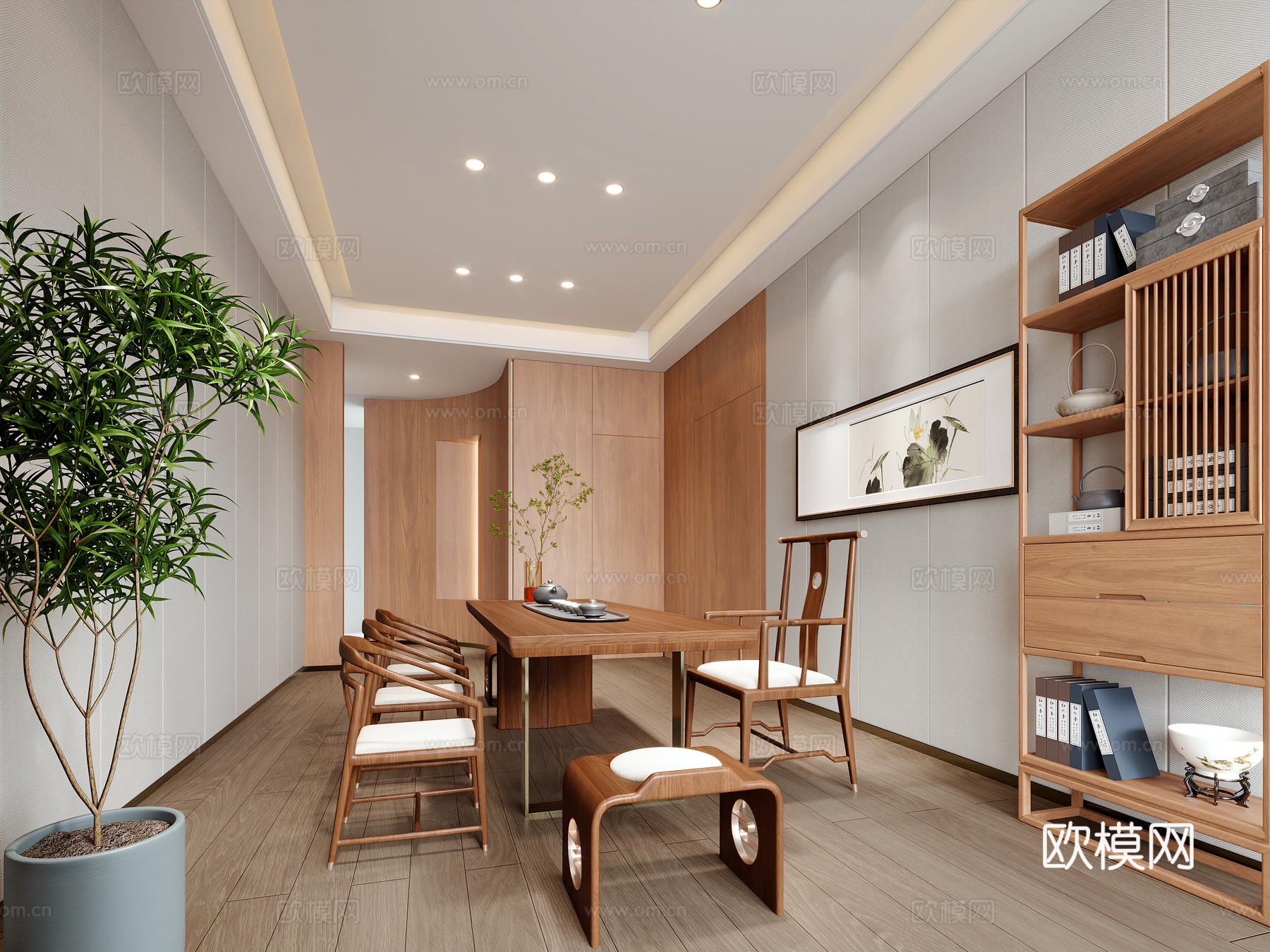 新中式茶室su模型