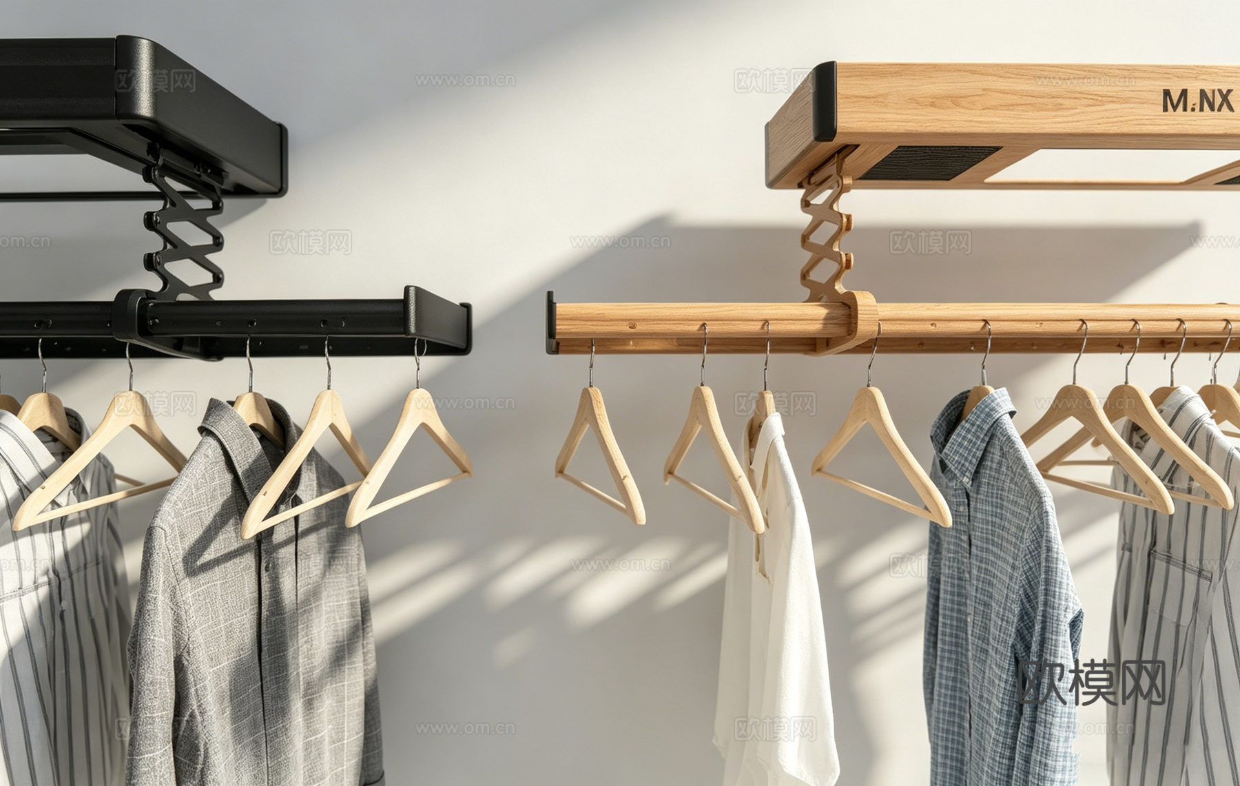 现代简约电动升降隐形晾衣架 智能阳台晾衣杆 智能家居 黑色浅su模型