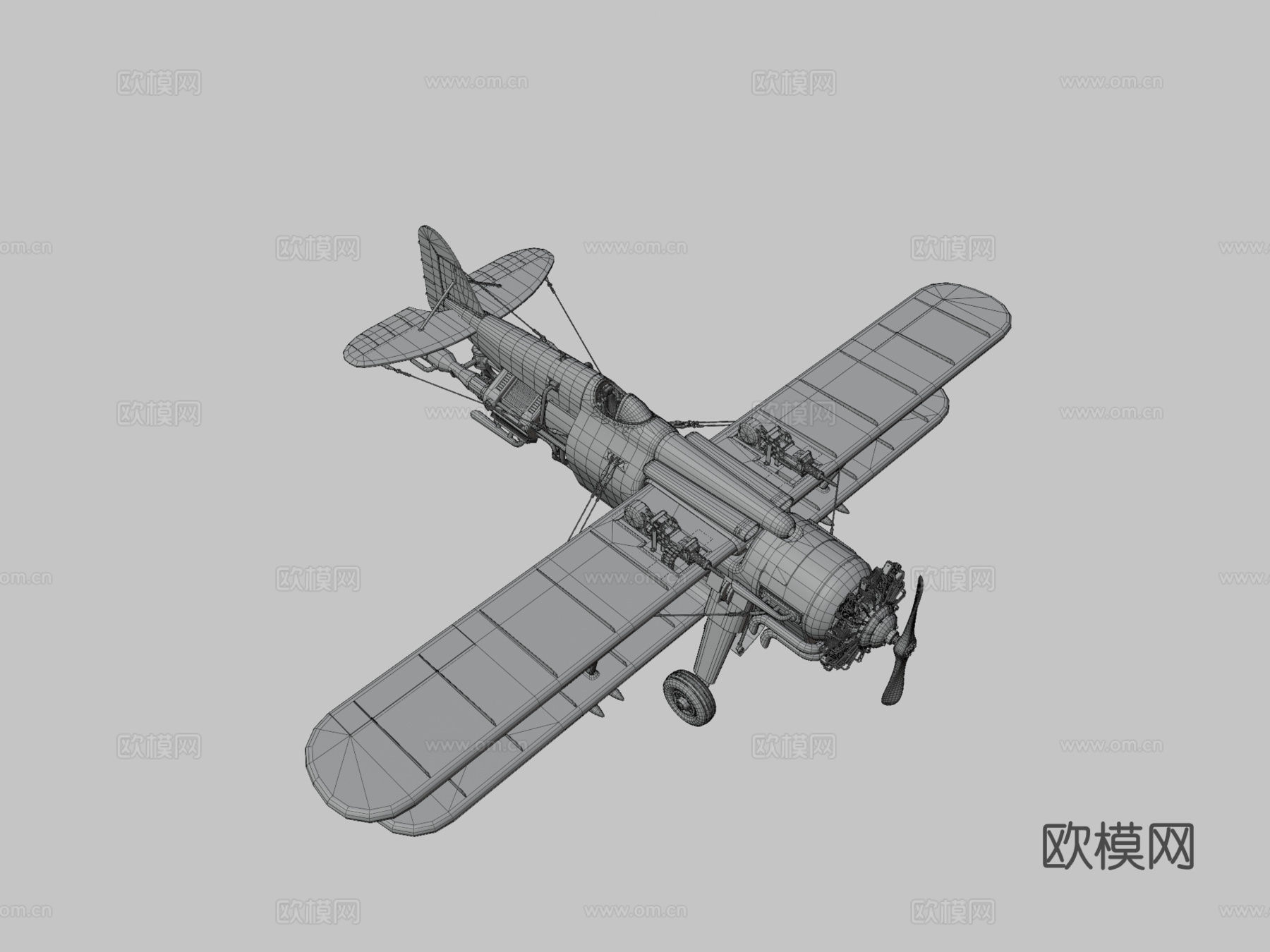 柴油朋克双翼飞机su模型