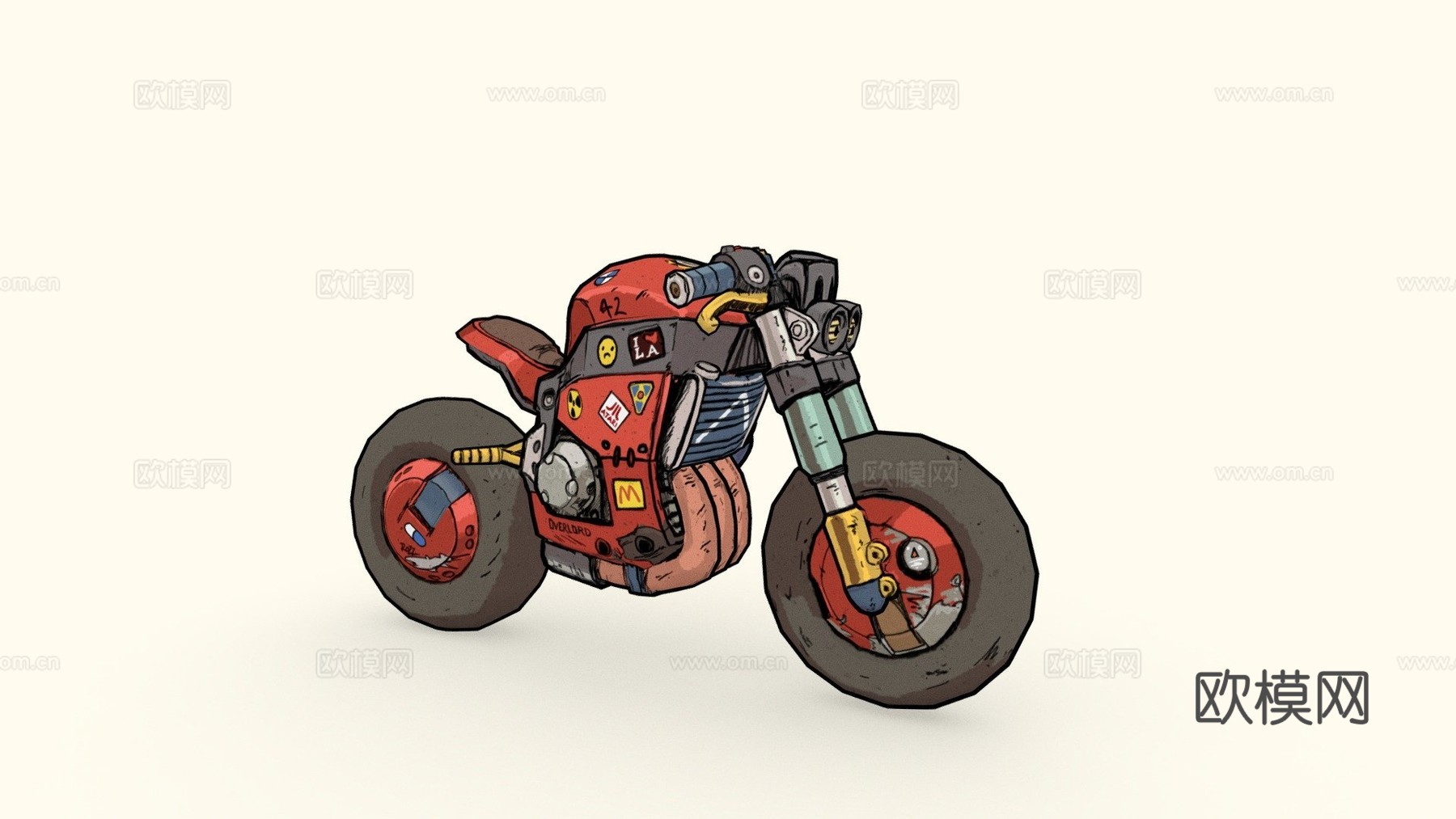 风格化手绘 街头霸王摩托车su模型