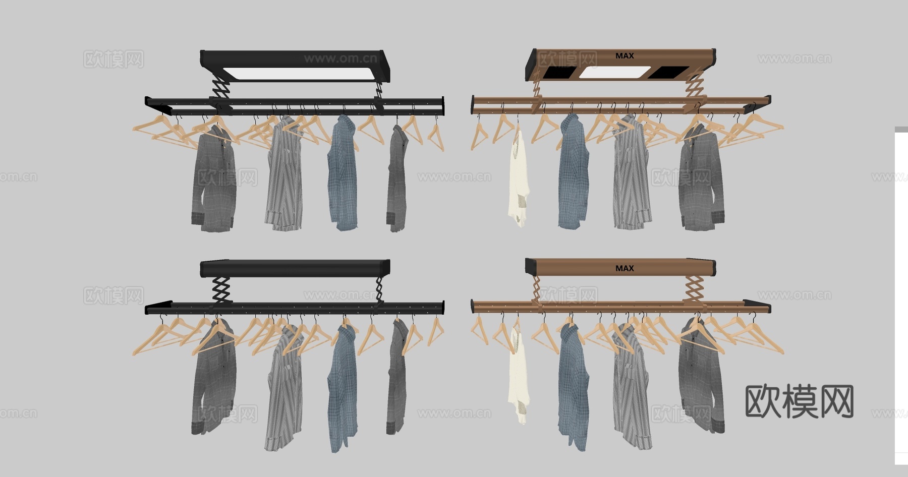 现代简约电动升降隐形晾衣架 智能阳台晾衣杆 智能家居 黑色浅su模型