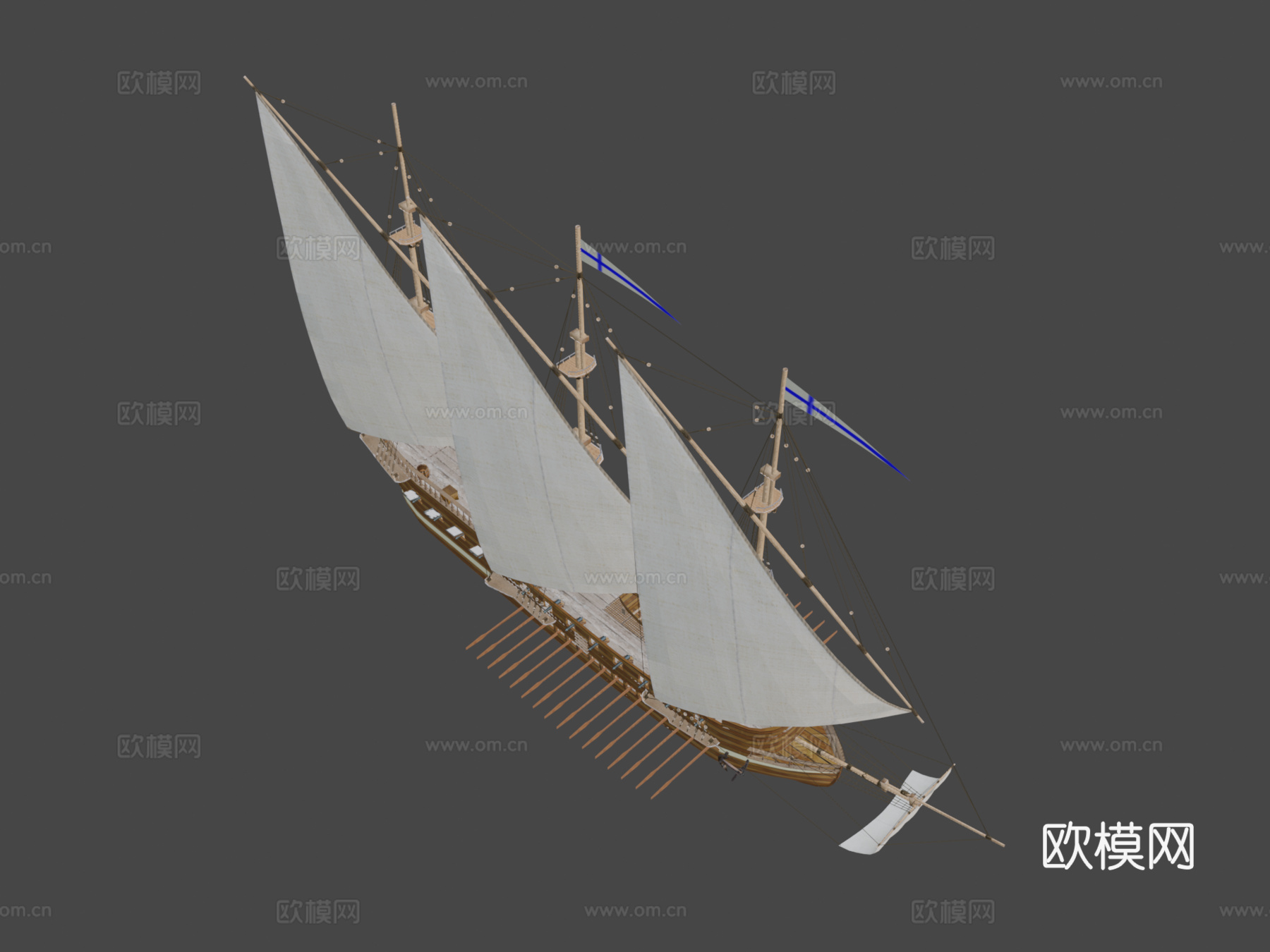 桨帆船su模型