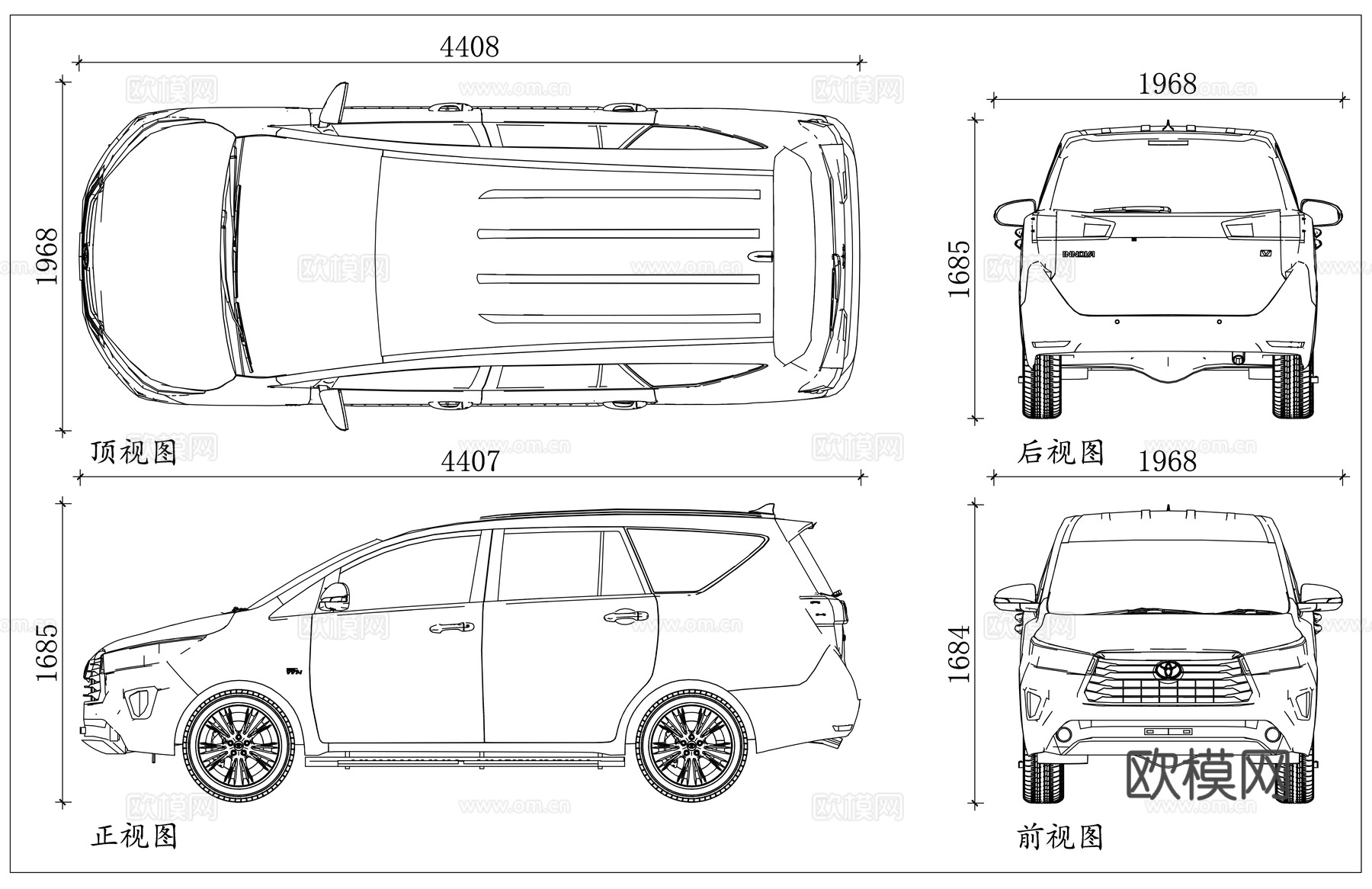 丰田 Innova Crysta 丰田伊诺水晶 丰田水晶cad施工图