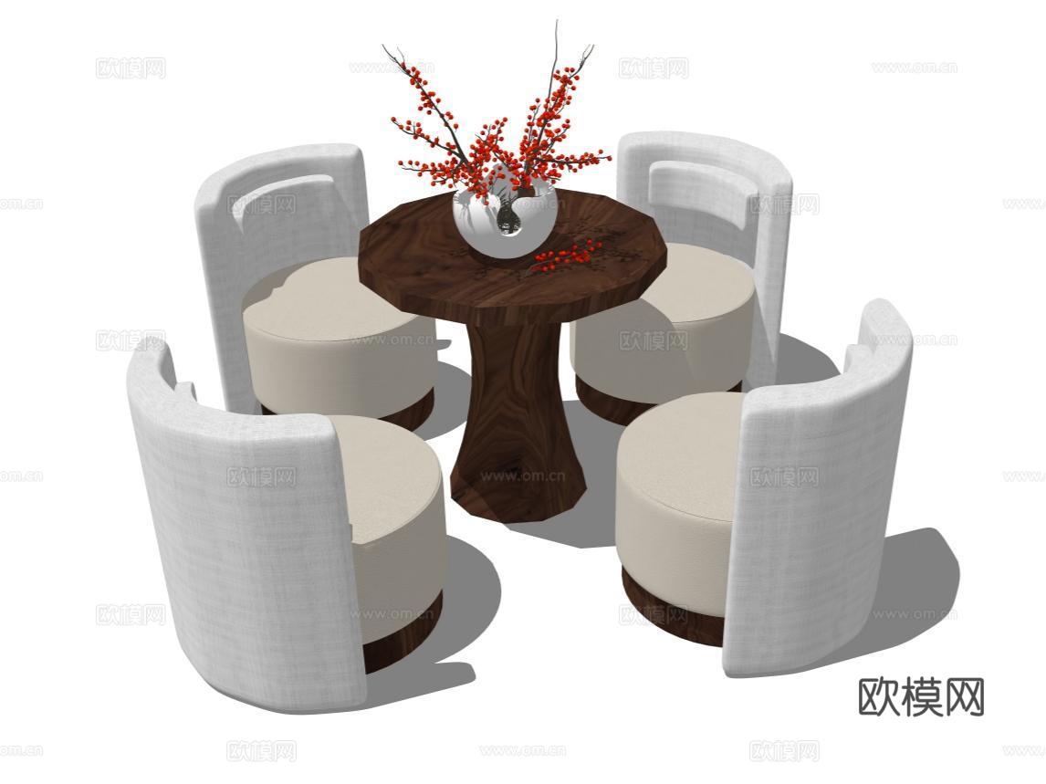 现代风休闲桌椅组合su模型