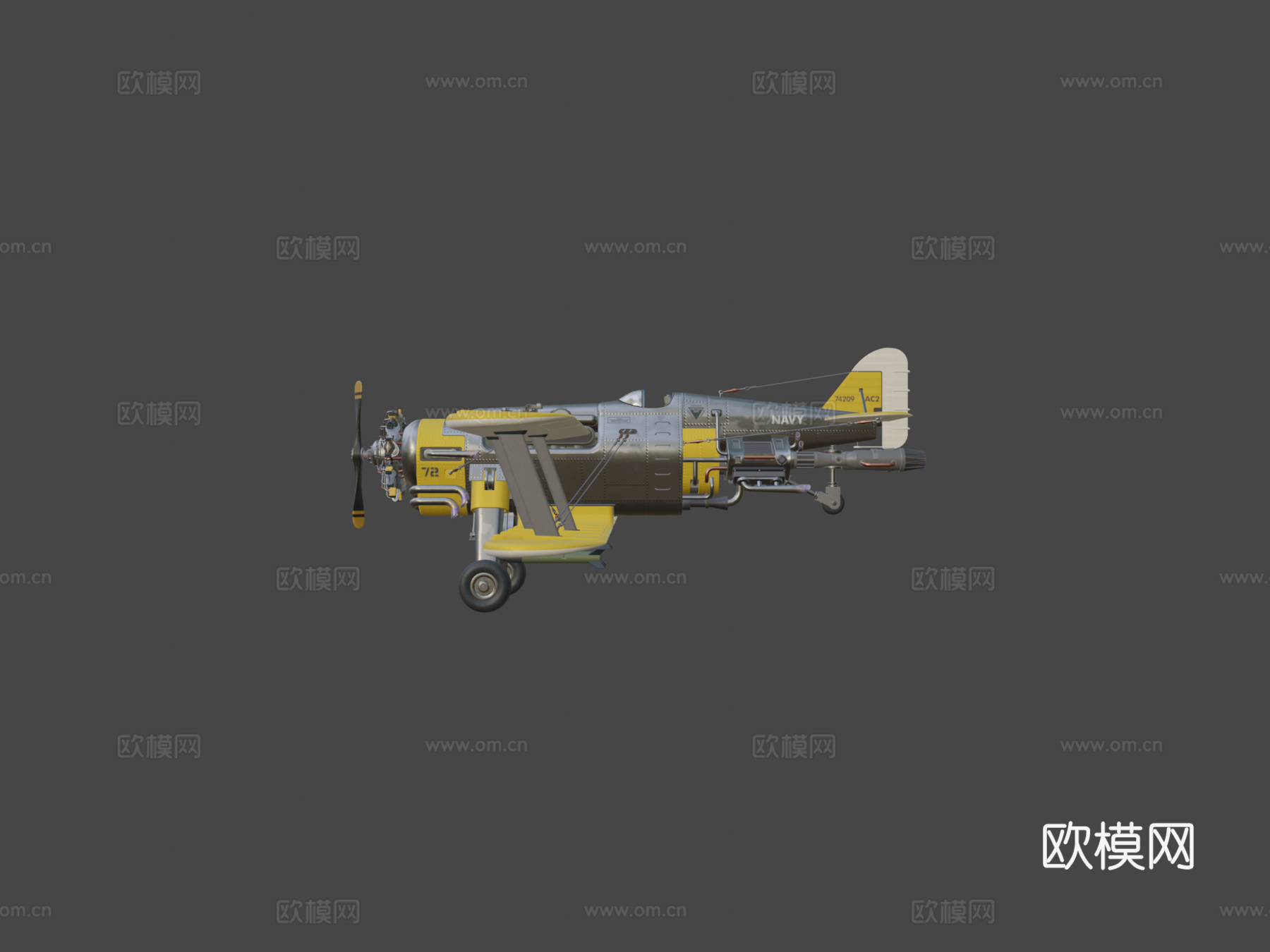 柴油朋克双翼飞机su模型