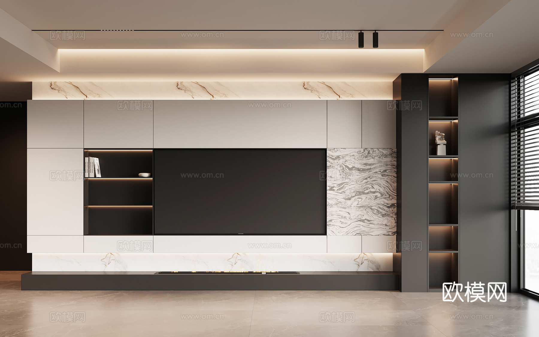 现代意式电视背景墙su模型