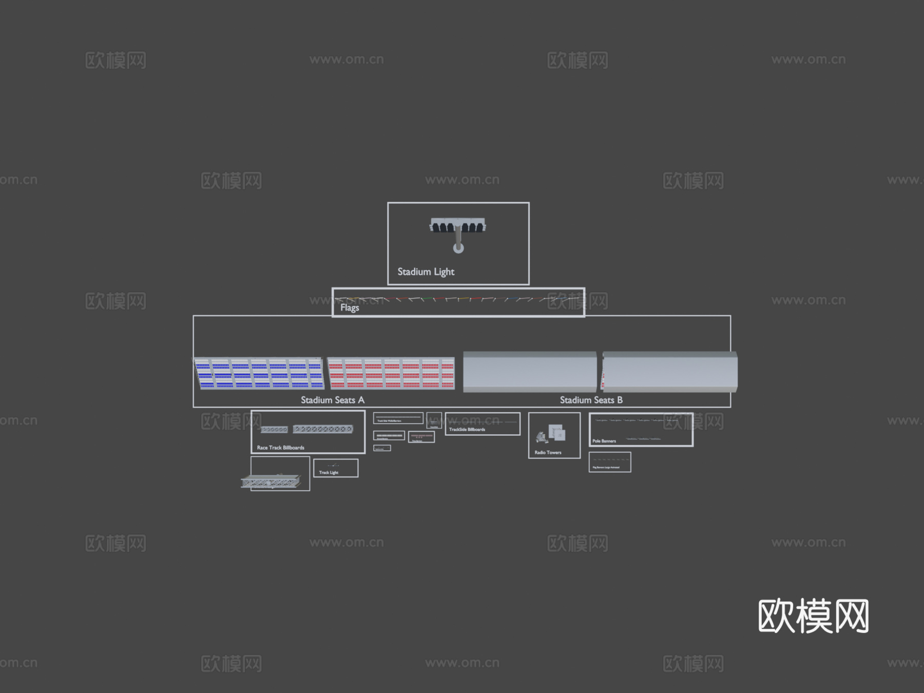 赛道道具合集su模型