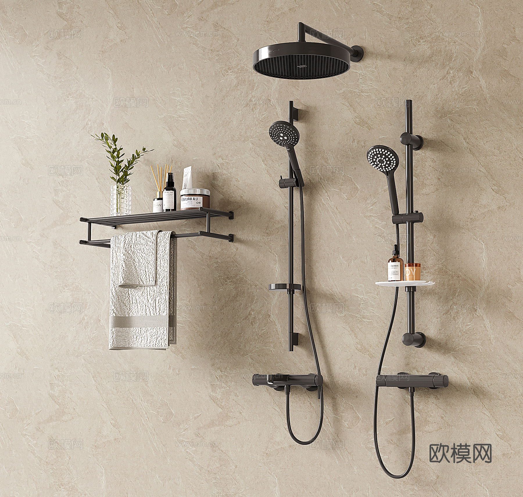 现代淋浴器 花洒 淋雨 洗澡喷头 淋雨花洒su模型