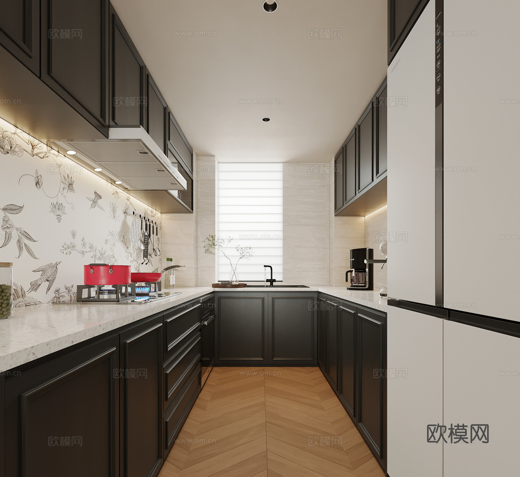 中古风厨房su模型