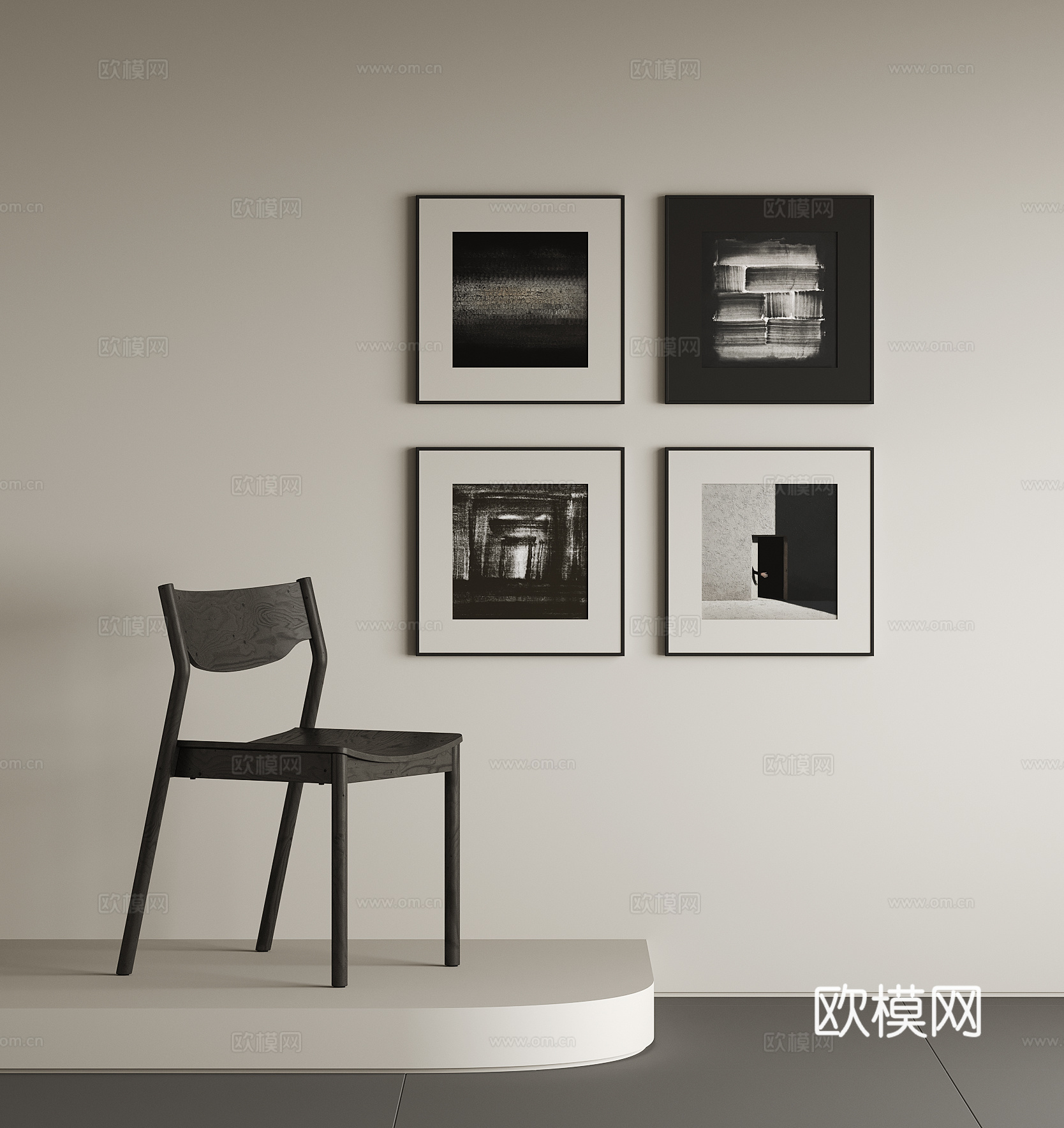 现代黑白挂画su模型