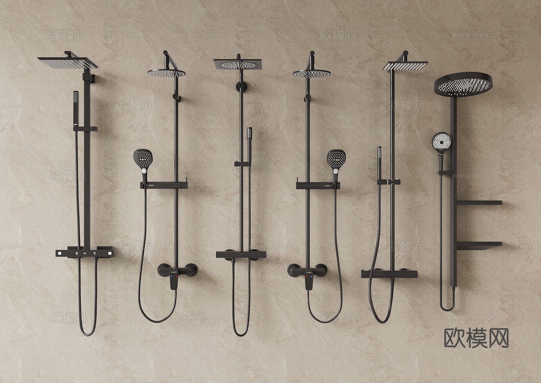 现代淋雨 花洒 淋浴花洒su模型