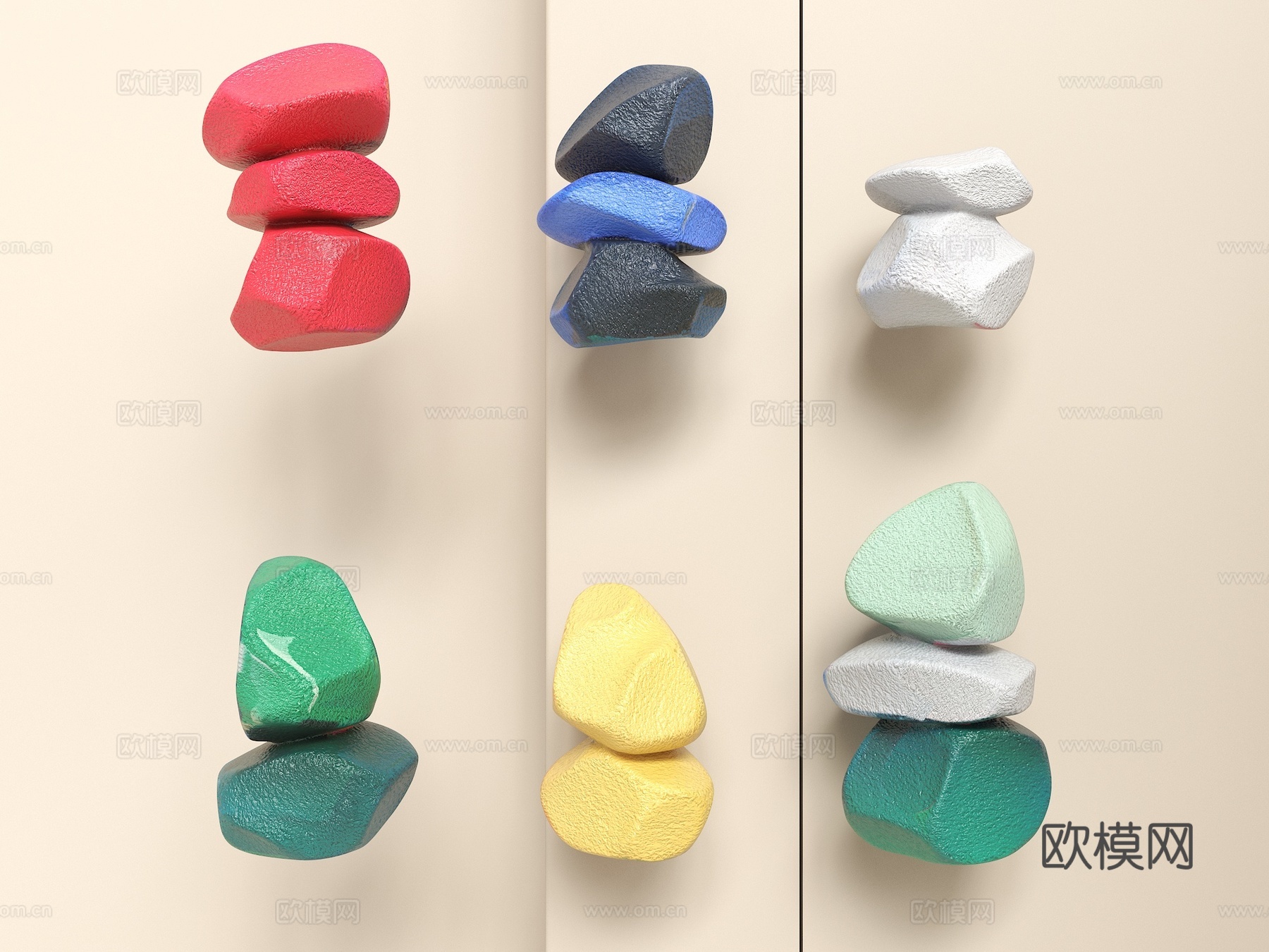 石头小品 石头摆件 彩色石头雕塑 石头装饰品 景观石头 小品su模型