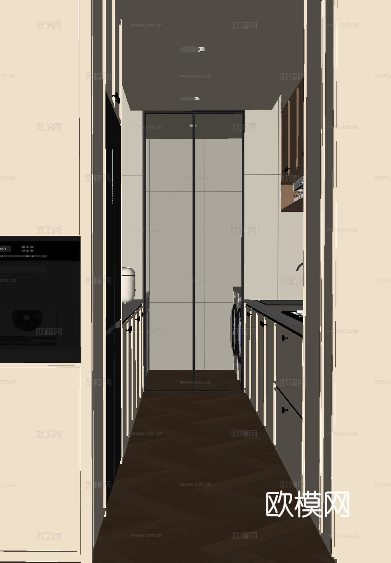 中古风厨房su模型