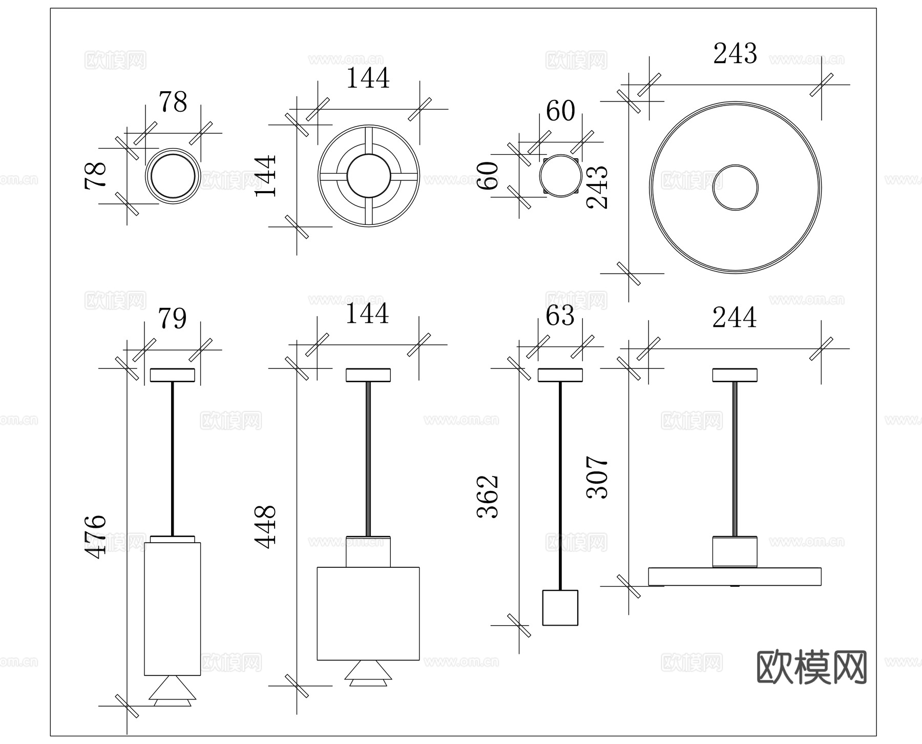 吸顶灯具 顶棚灯 嵌入式顶灯 天花板灯 顶装灯cad施工图