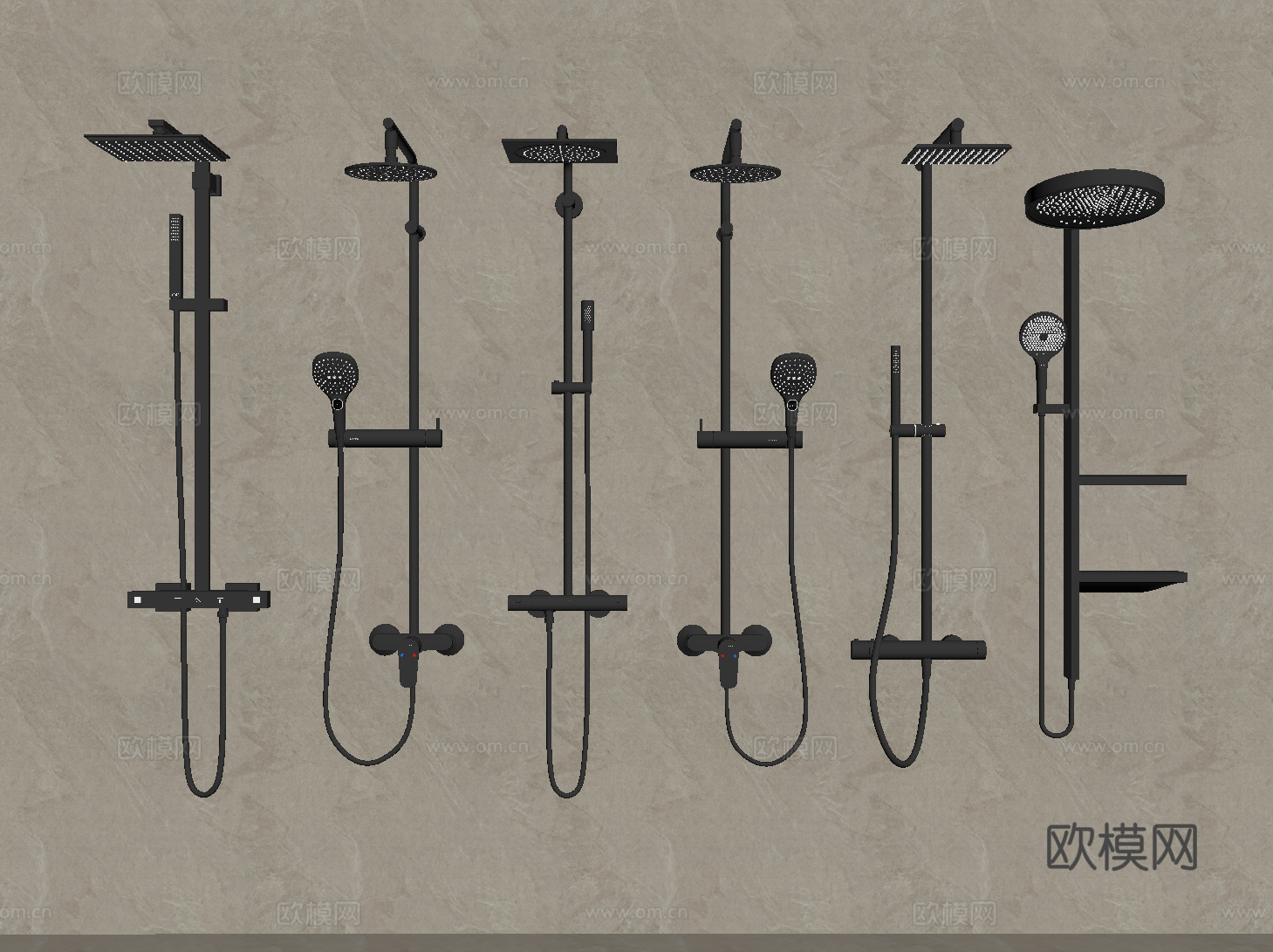 现代淋雨 花洒 淋浴花洒su模型