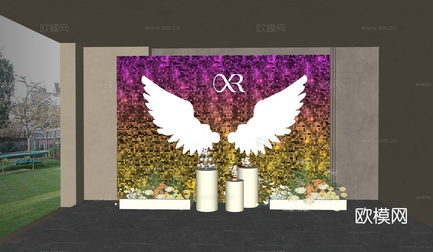 现代文旅美陈  网红打卡墙  背景墙su模型