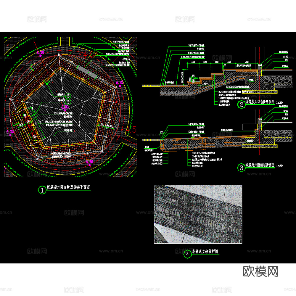 现代蒙古包帐篷造型公园商业用房驿站cad施工图